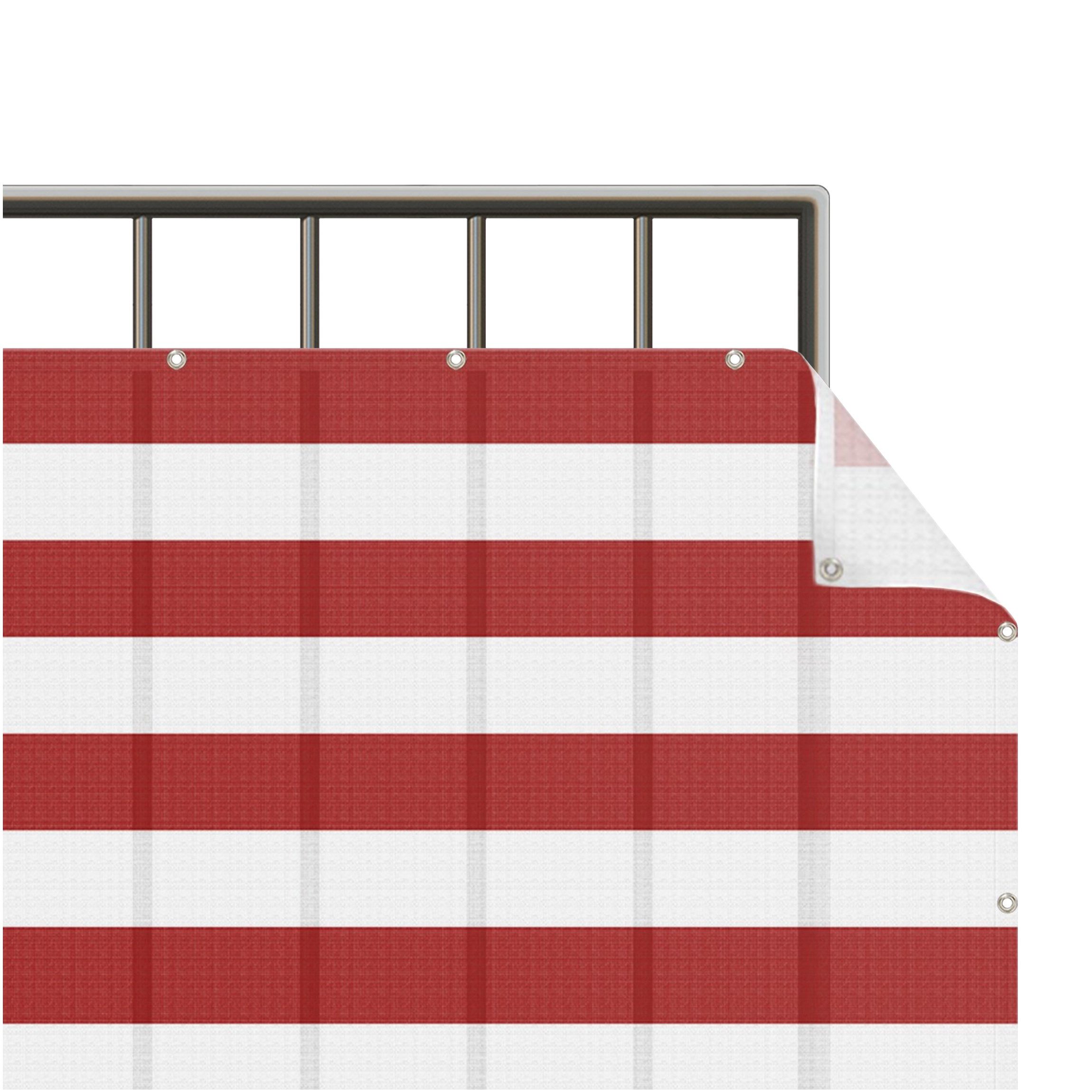Bilderdepot24 Balkonsichtschutz Sichtschutz Balkon Muster Modern Querstreifen Rot Balkonbespannung (1m bis 10m fein gelochter Sichtschutz aus Mesh für Geländern & Zäunen, Применить geöst, inkl. Kabelbindern zur Anbringung) Sichtschutz Terrasse Balkontuch Balkonverkleidung Windschutz Terrasse