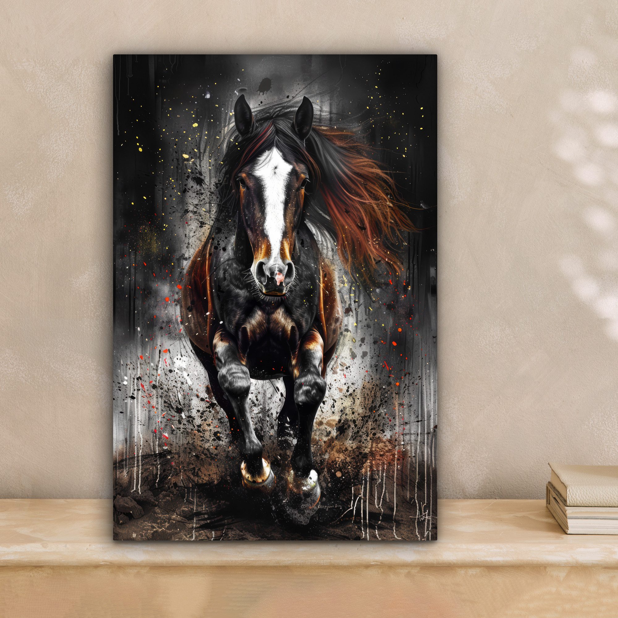 OneMillionCanvasses® Leinwandbild Pferd - Tiere - Schwarz - Luxus - Modern, günstig online kaufen