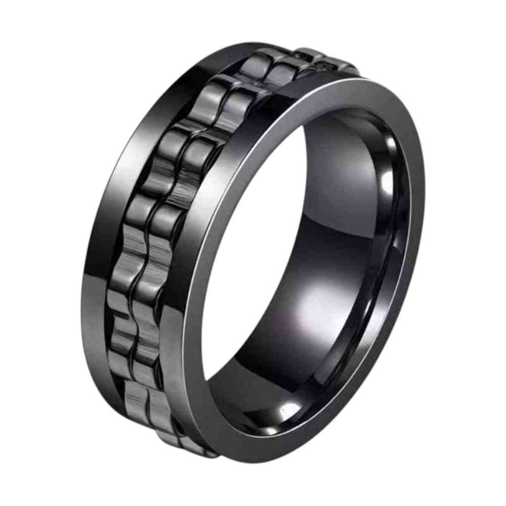 Taffstyle Fingerring Herrenring Edelstahl drehbar Spinning Ring Ketten Fidget Fingerring (Moderner Edelstahl Herrenring mit beweglichem Kettenelement im markanten Design – stilvoller Schmuck mit besonderer Drehfunktion)