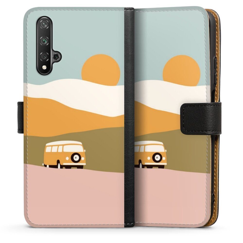 DeinDesign Handyhülle Retro Landschaft bunt Van Minimal, Huawei Nova 5T  Hülle Handy Flip Case Wallet Cover Handytasche Leder