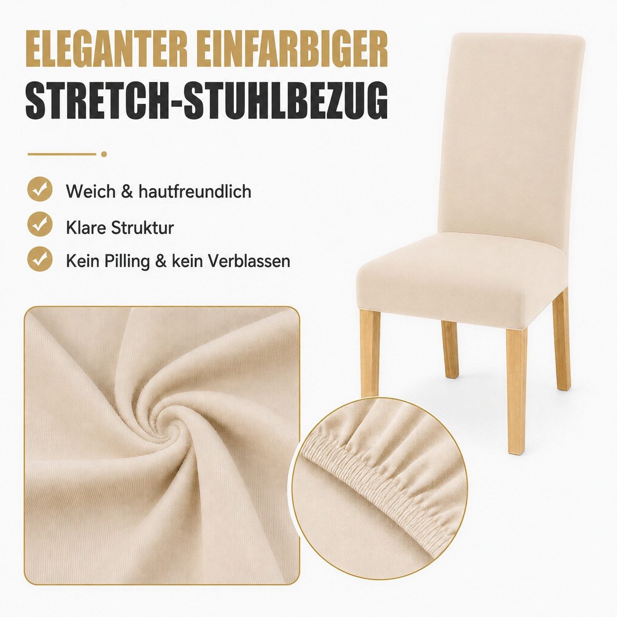 BlingBin Stuhlhusse 4er Set Stretch Stuhlbezug Waschbare Esszimmerstuhl, Schützt vor Spritzern, Flecken & Abnutzung, für Küche,Esszimmer,Hotel