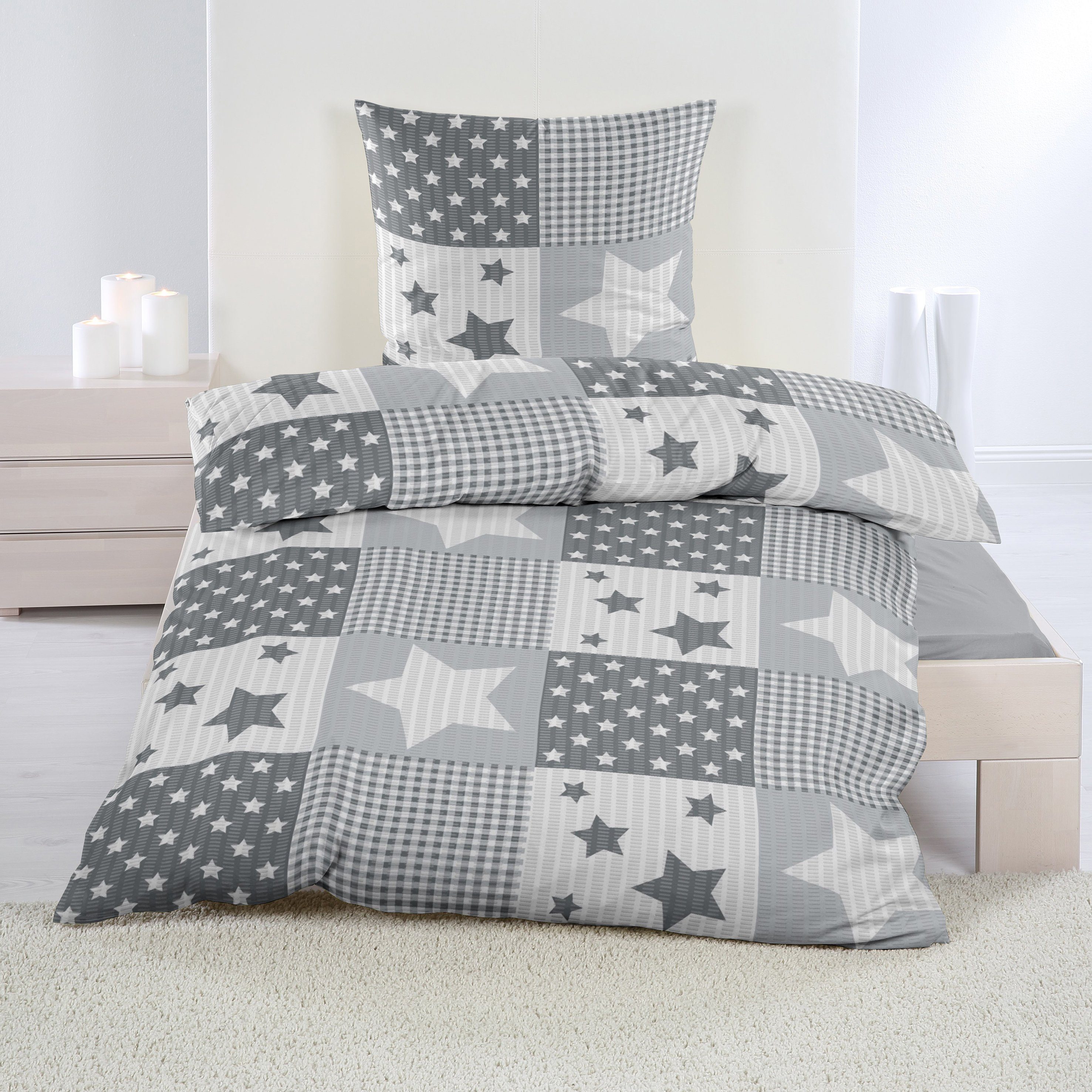 Casa Colori Bettwäsche Casa Colori, Seersucker, 2 teilig, grau kariert, Ste günstig online kaufen