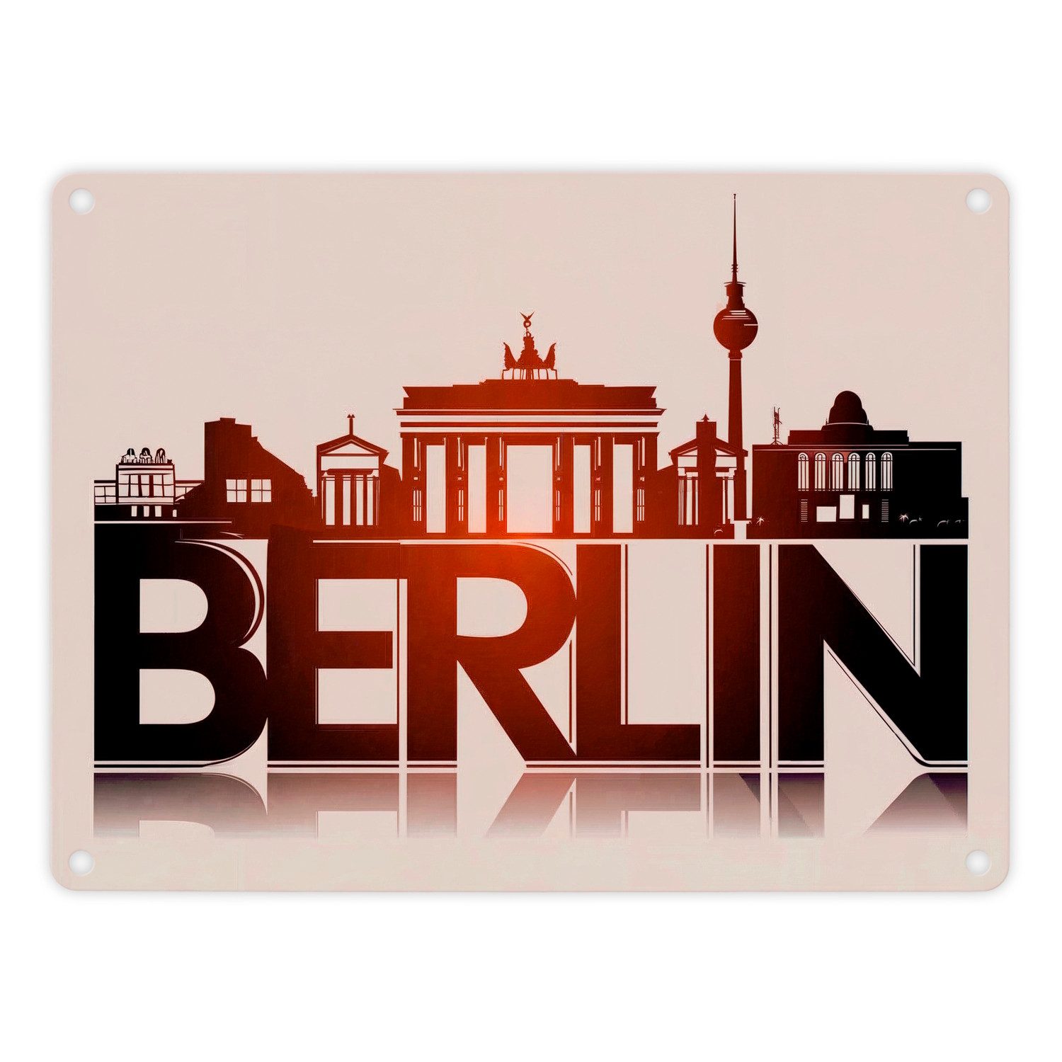 speecheese Metallschild Berlin Skyline Metallschild in 15x20 cm