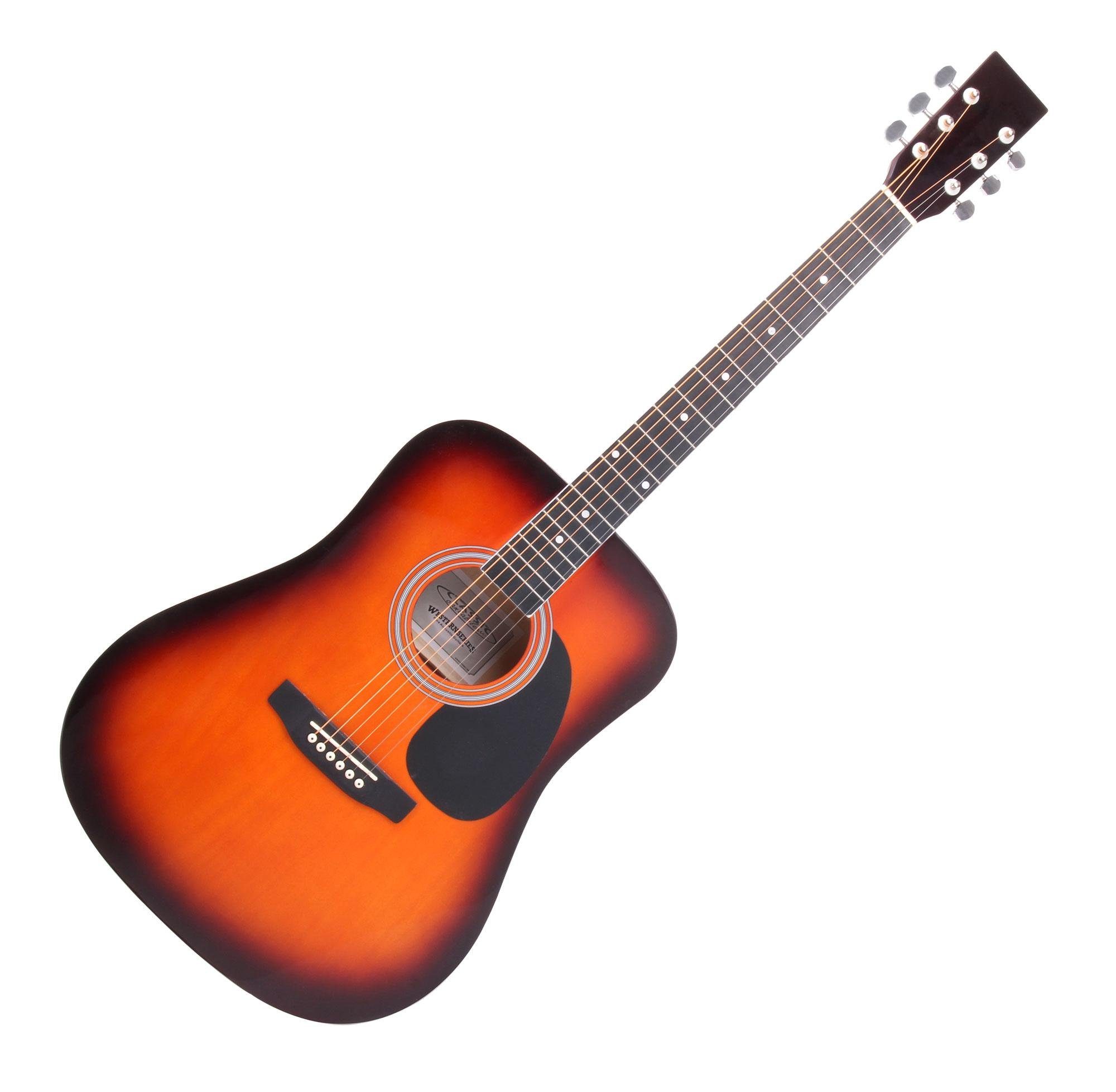 Classic Cantabile Westerngitarre WS-10 Akustikgitarre für Anfänger & Fortgeschrittene, Dreadnought, Acoustic Guitar - Decke, Boden, Zargen: Linde laminiert