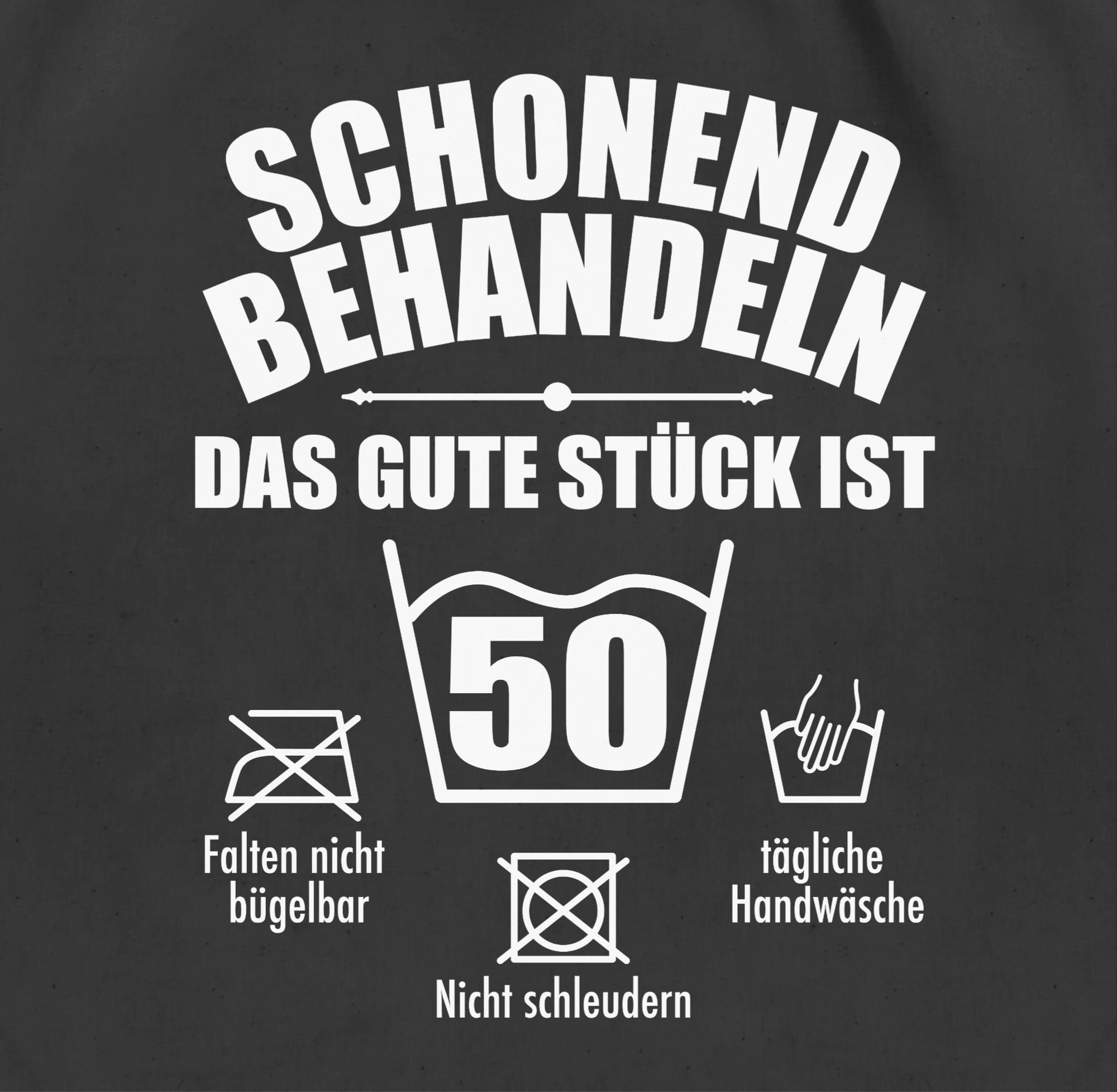 Turnbeutel ‚Fünfzigster Läuft‘ – Lustiger 50. Geburtstag Rucksack, 100% Baumwolle, 12 Liter, Mit Kordelzug