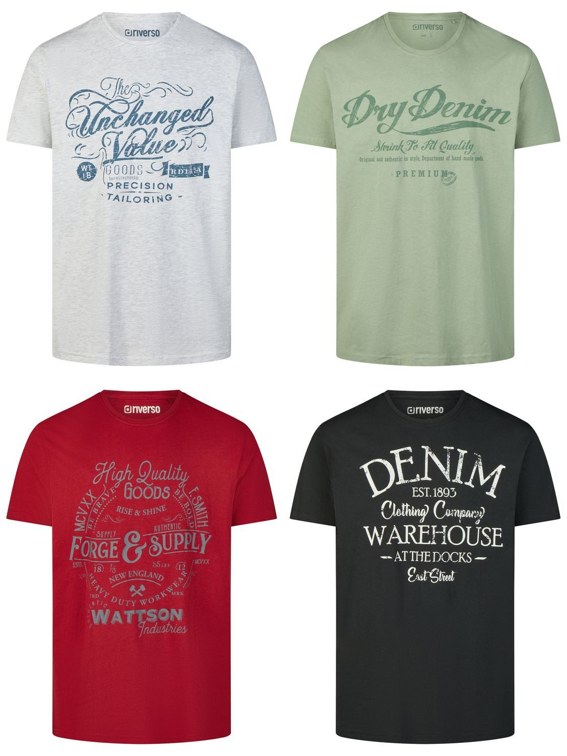 riverso T-Shirt Herren Printshirt RIVLeon Regular Fit (4-tlg) Kurzarm Tee S günstig online kaufen