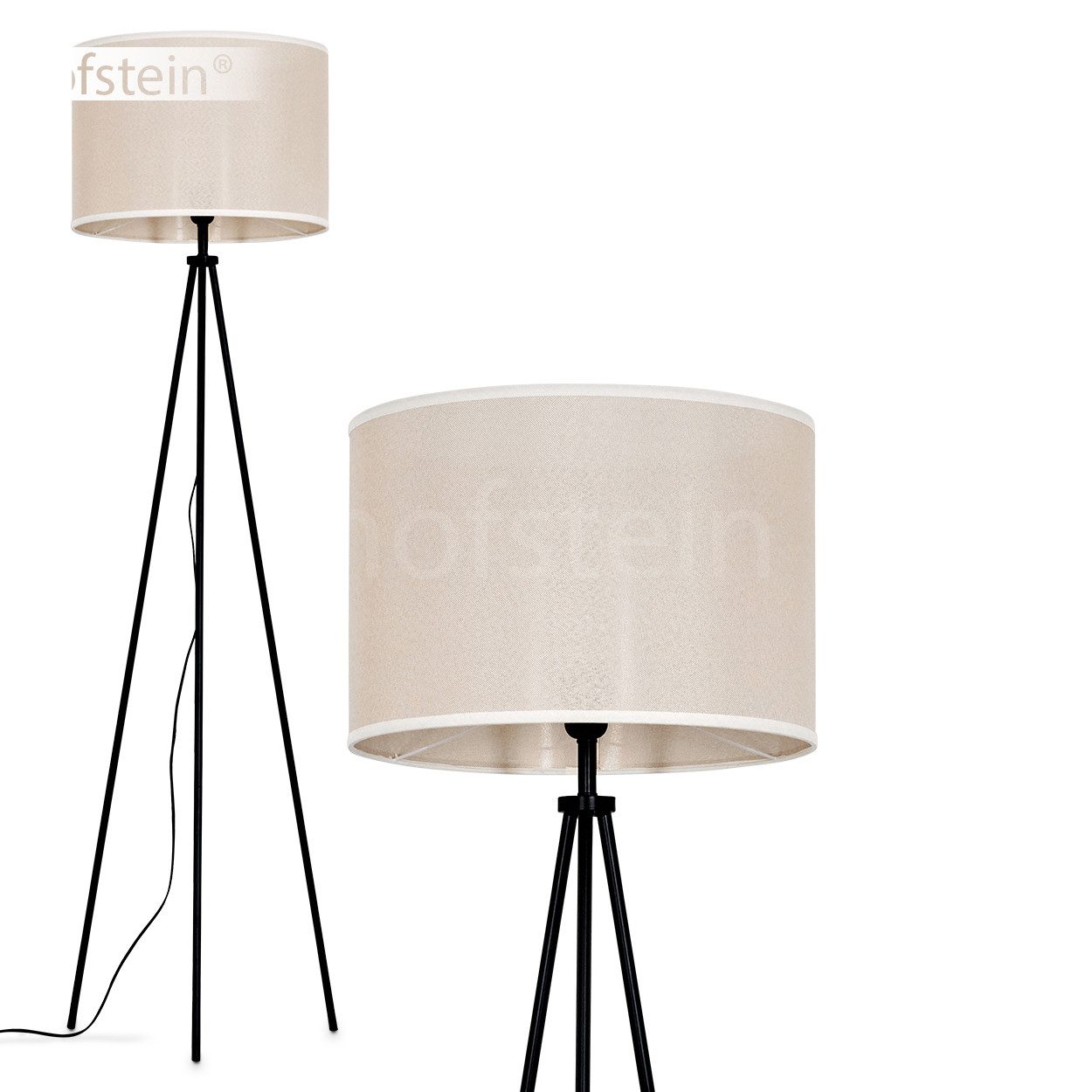 Stehlampe Stehlampe aus Metall/Stoff in Schwarz/Beige