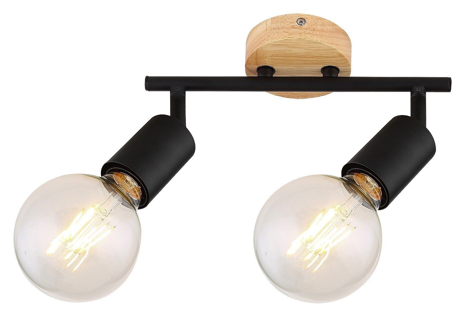 Rabalux LED Deckenspots "Pablo" 2-flammig, Holz, schwarz, E27, L135mm