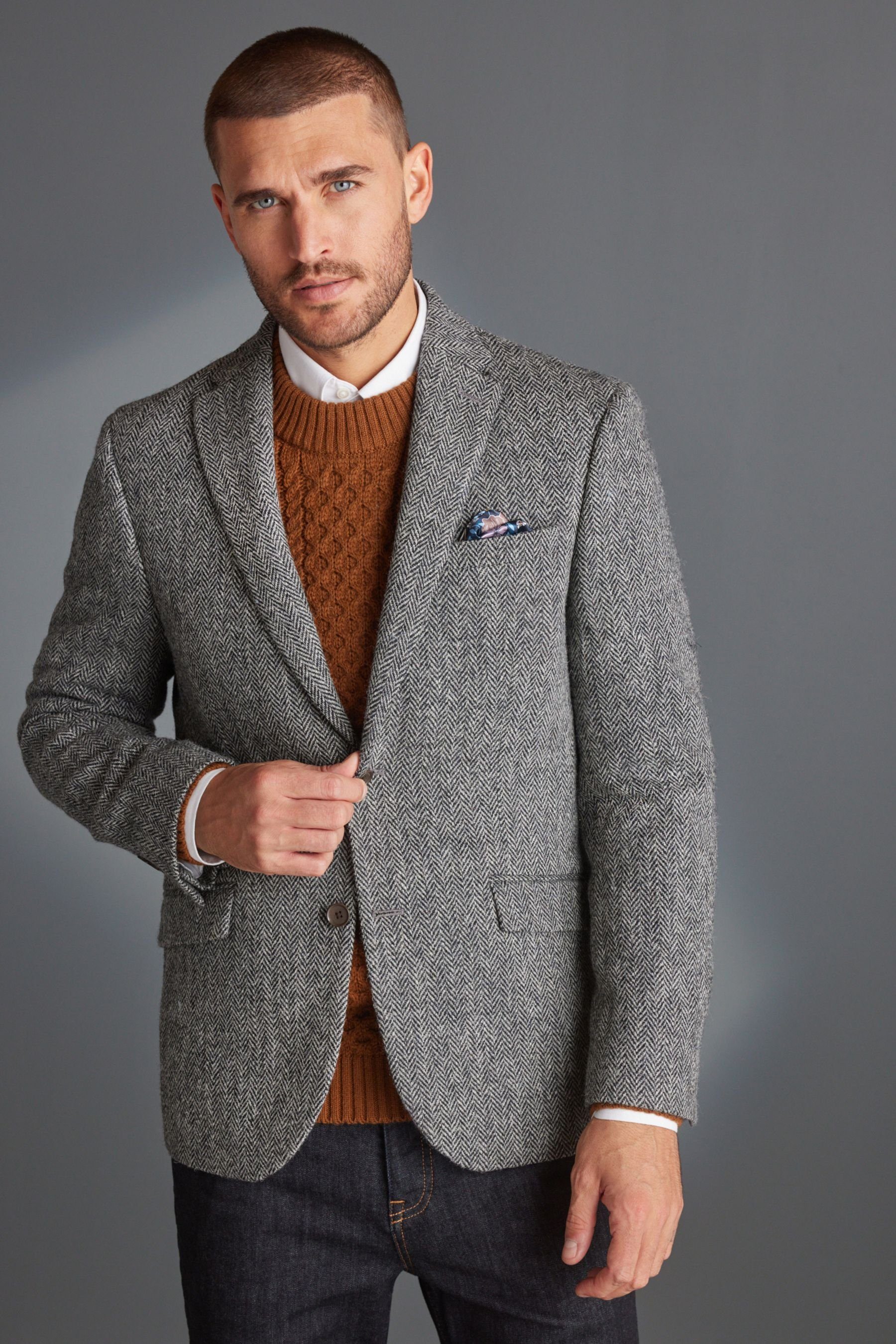 Next Sakko Blazer aus Harris-Tweed mit Fischgrätmuster (1-tlg)