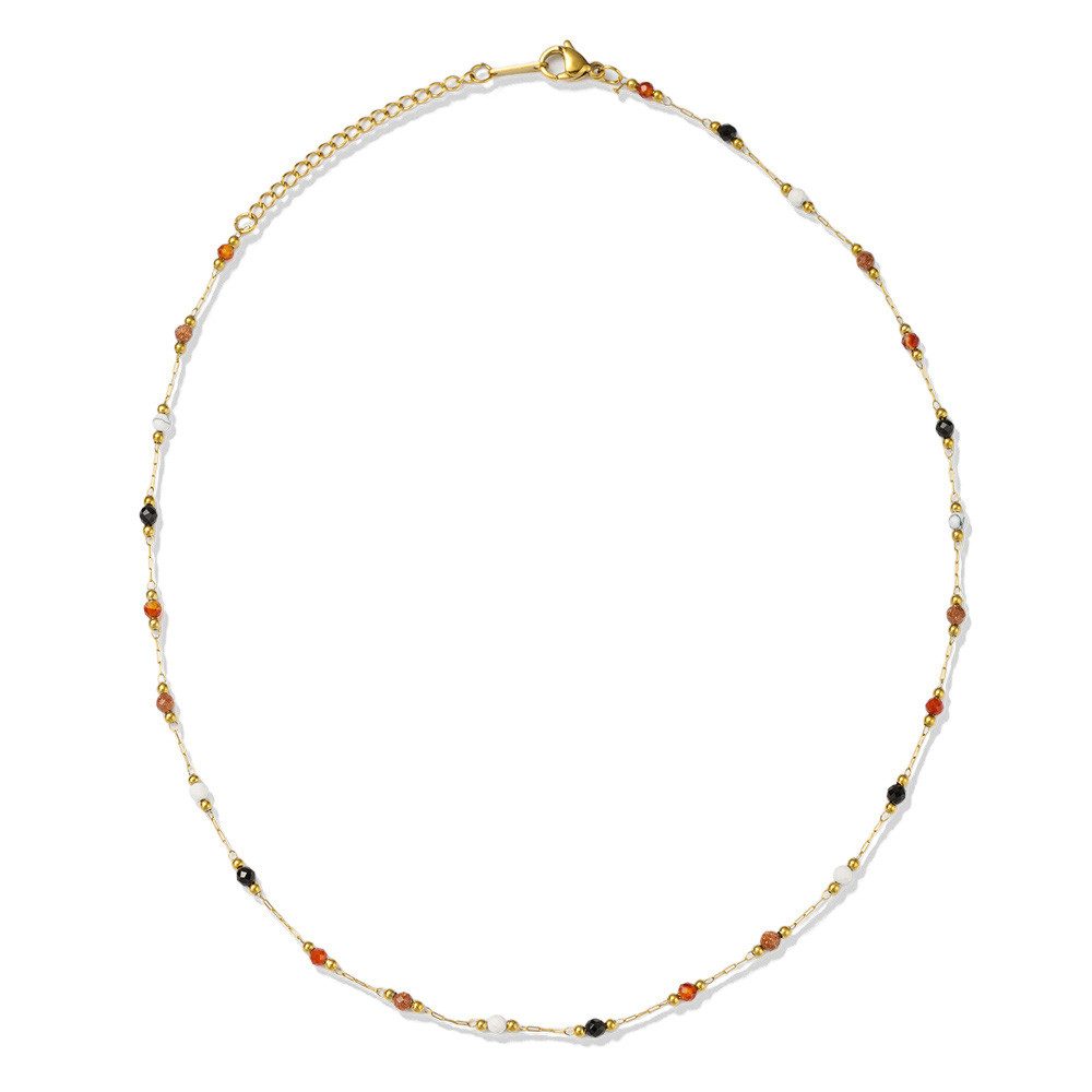 Firetti Collier Schmuck Geschenk Edelstahl Halsschmuck Halskette Edelstein, Made in Germany - mit Achat