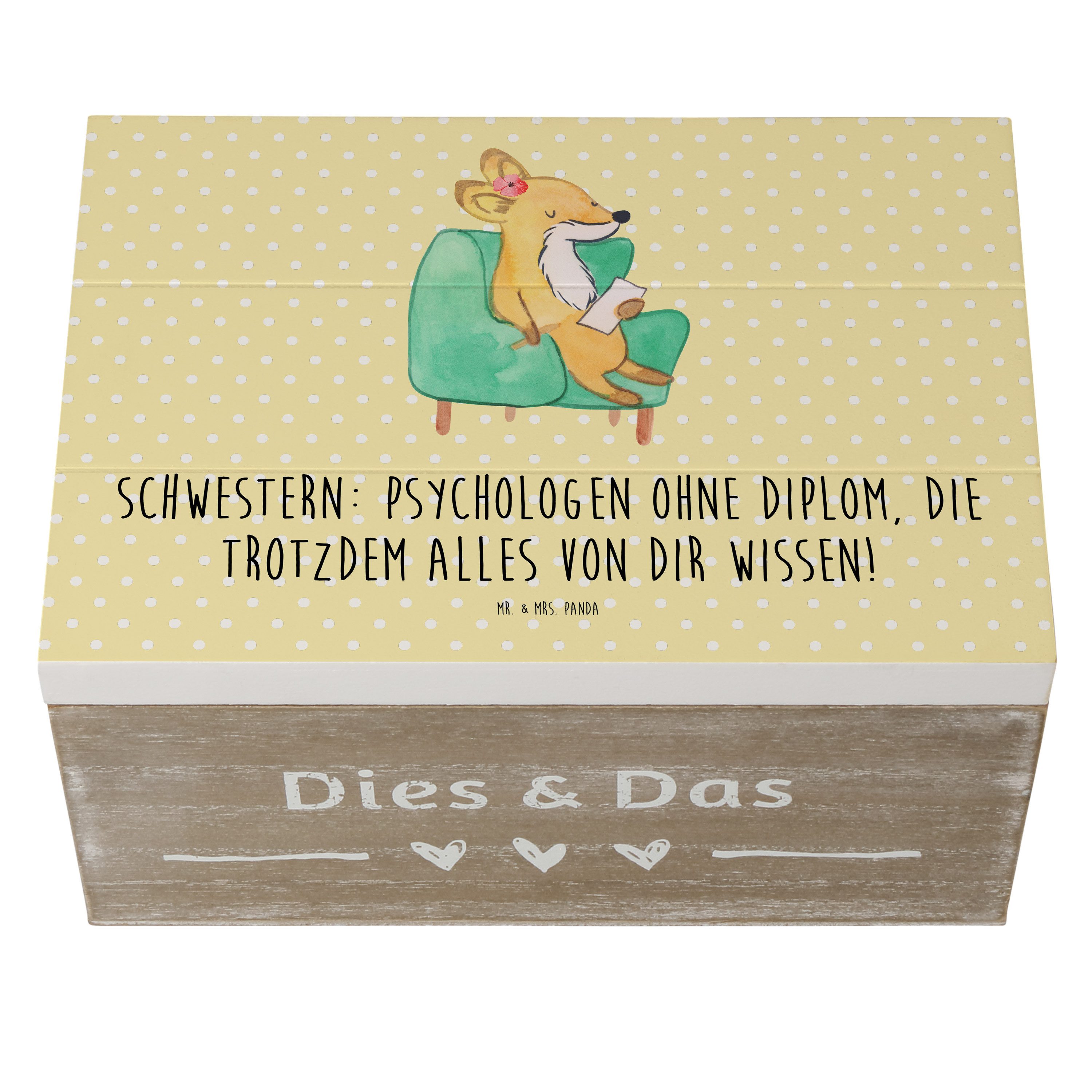 Mr. & Mrs. Panda Dekokiste Schwestern Psychologen, Schatztruhe 22 x 15 cm, Gelb Pastell, aufbewa (Packung, 1 St., Schwester Familie Verwandte)