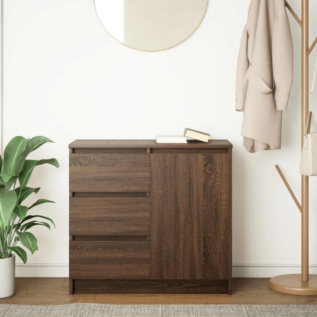 vidaXL Sideboard Sideboard mit Schublade Braun Eichen-Optik 71x35x65 cm (1 günstig online kaufen