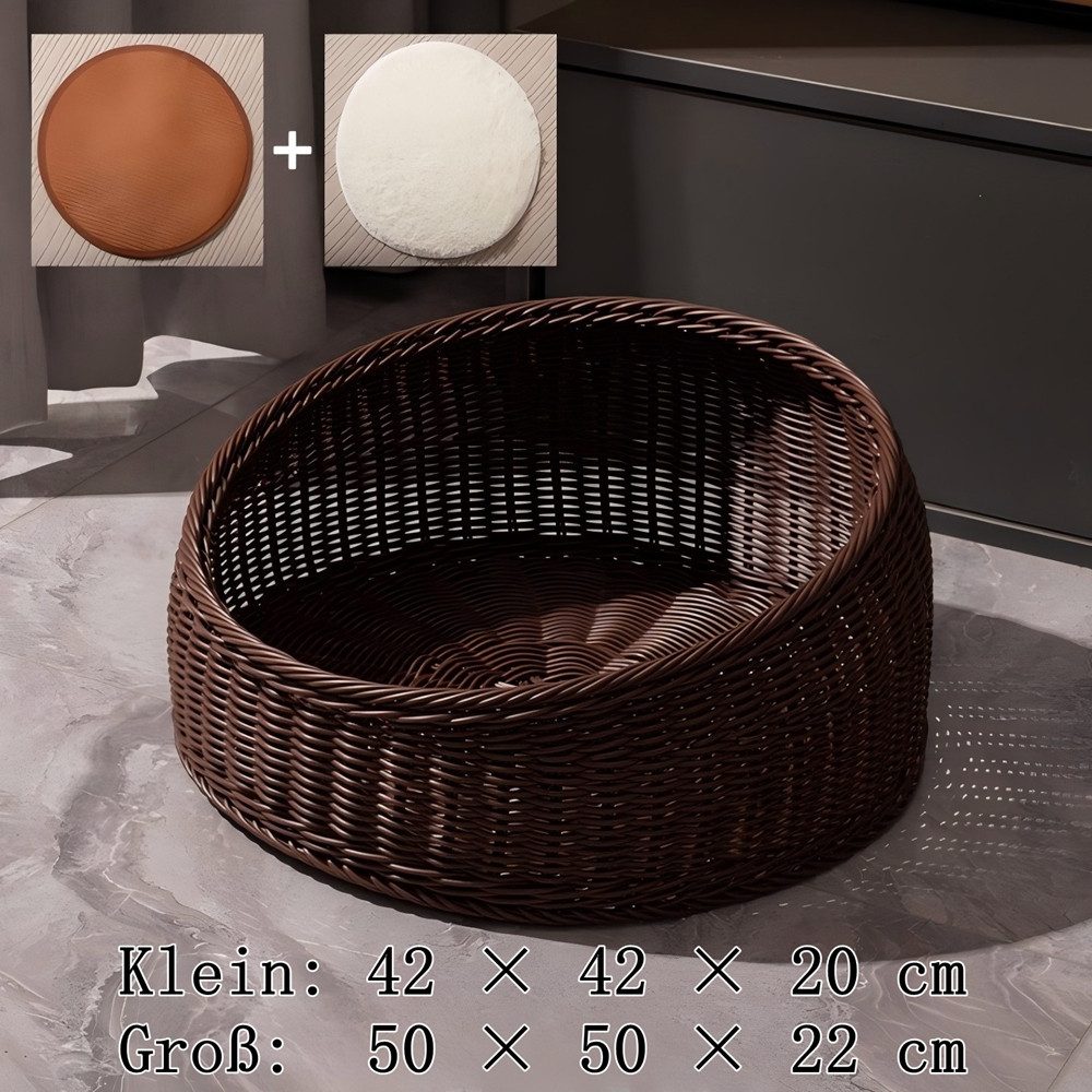 SIKAINI Tierbett Runde Katzenhöhle in Rattan-Optik, günstig online kaufen