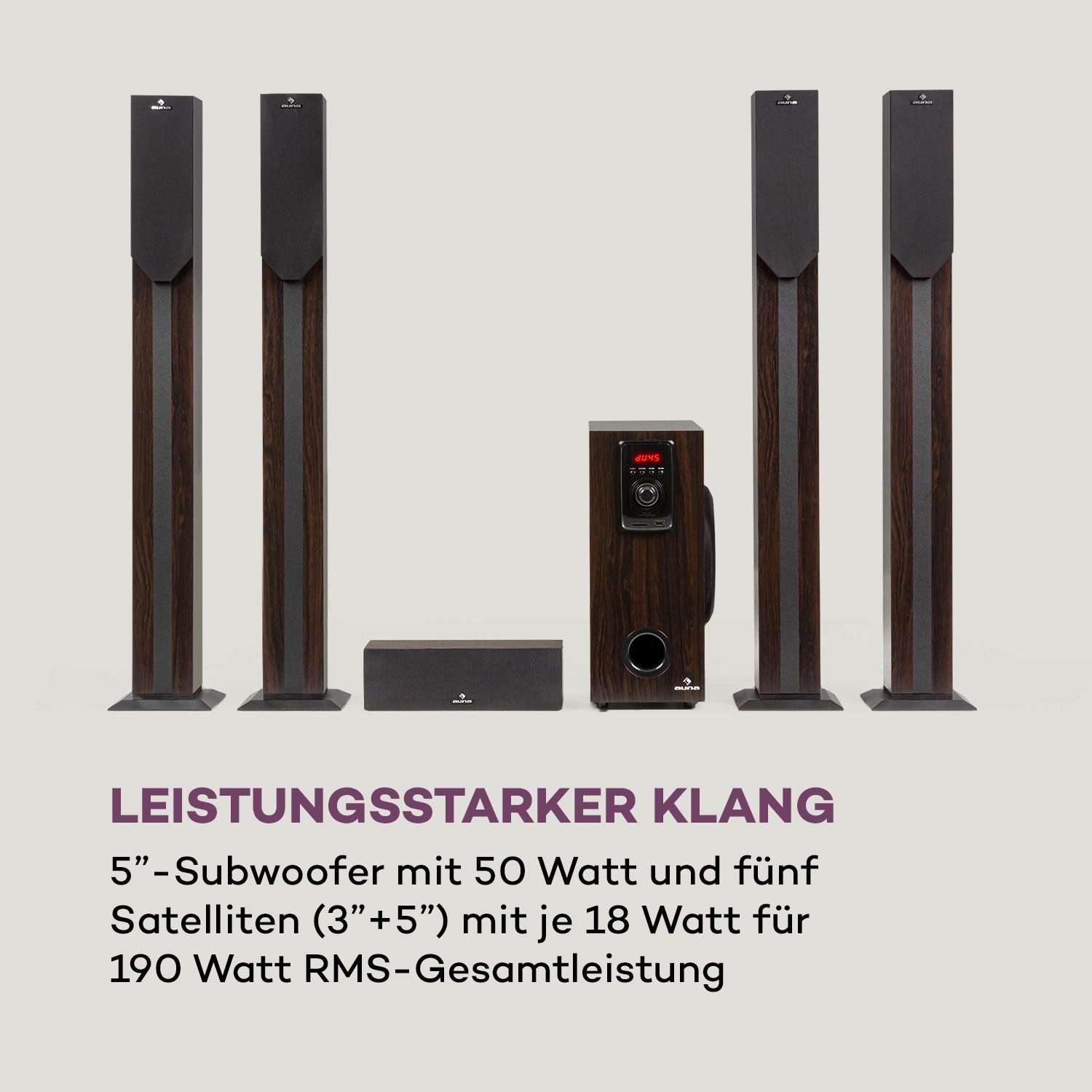 Areal (Bluetooth, 190 Elegance W) Lautsprechersystem Auna