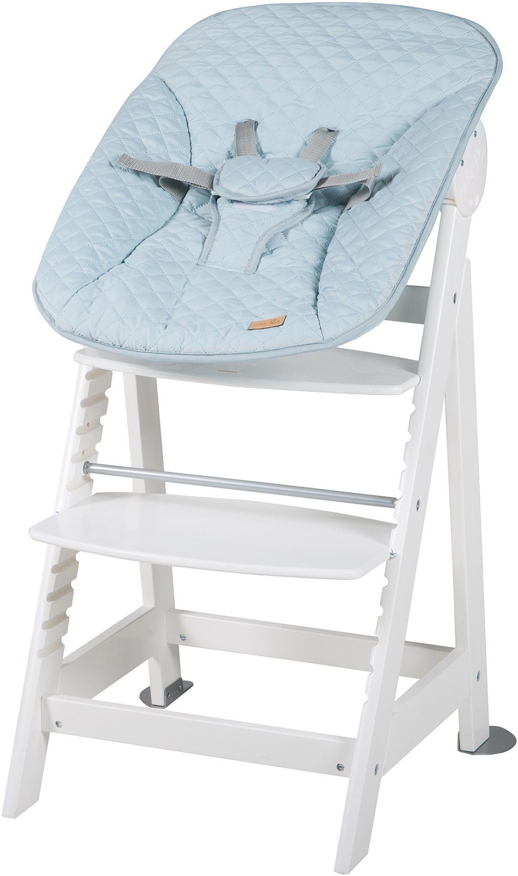 Up, Hochstuhl mit Style, hellblau/sky/weiß 2-in-1 Set roba® Treppenhochstuhl Born Neugeborenen-Aufsatz