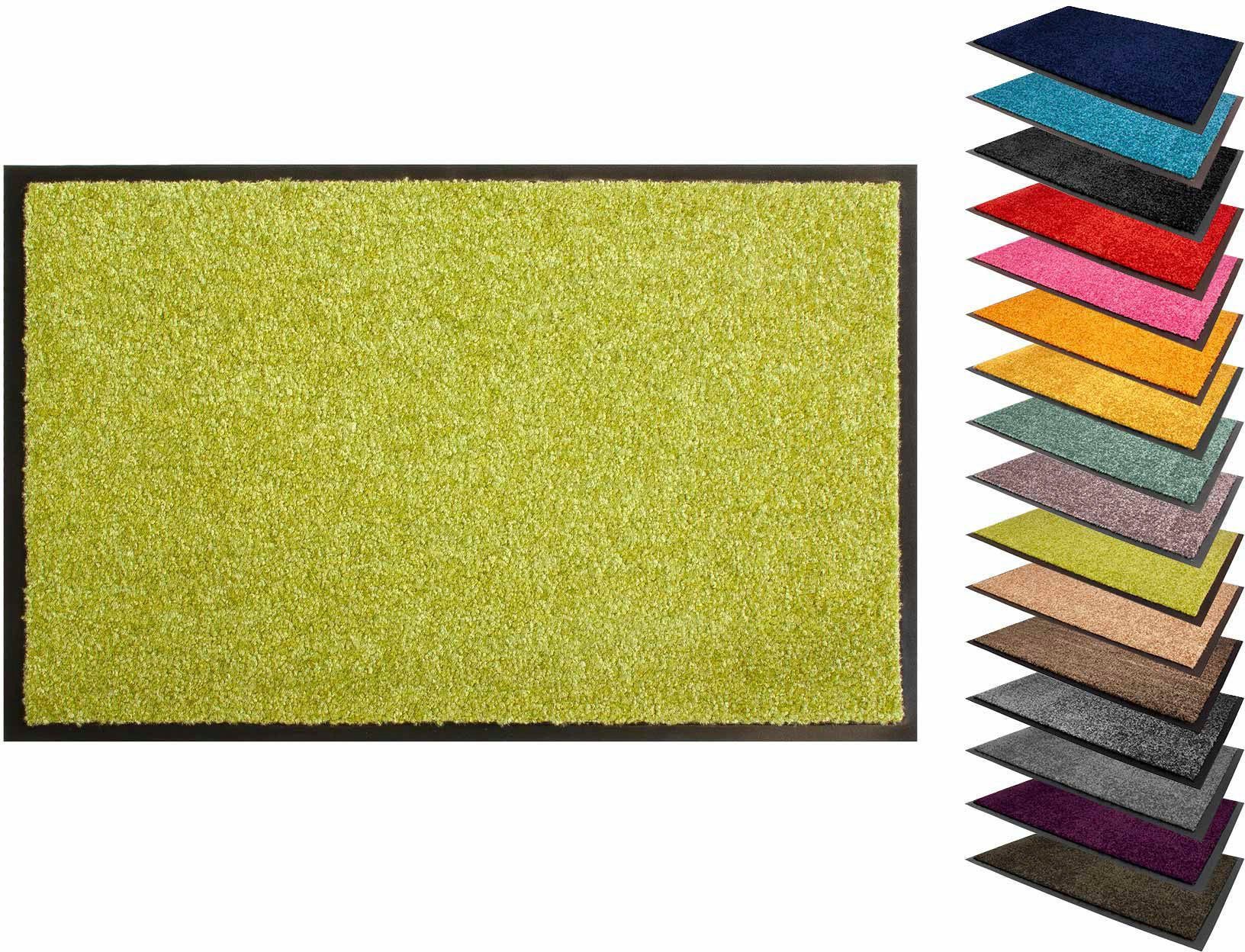 rechteckig, CLEAN Schmutzfangmatte, Höhe: waschbar Fußmatte grün UV-beständig, 8 Primaflor-Ideen Uni-Farben, PRO, Schmutzfangmatte mm, Textil, in
