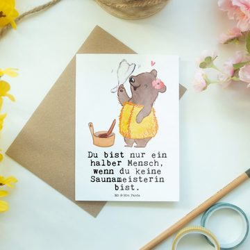 Mr. & Mrs. Panda Grußkarte Saunameisterin Herz - Weiß - Geschenk, Karte, Grußkarte, Kollegin, Mi, Einzigartige Motive