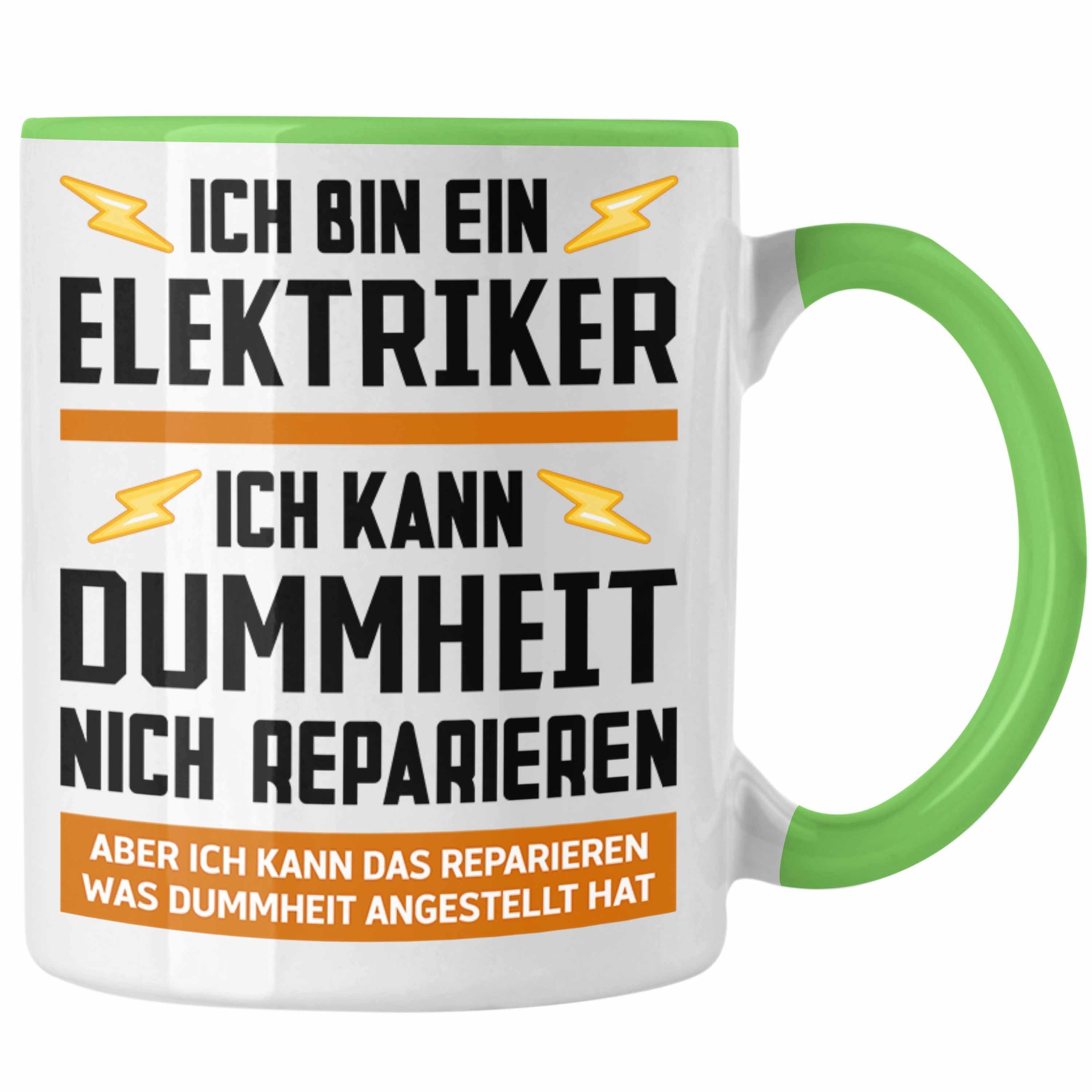 Trendation Tasse Trendation - Elektriker Tasse Spruch Männer Geschenk Lustig Gadget Geschenke Kaffeebecher Kaffeetasse Grün