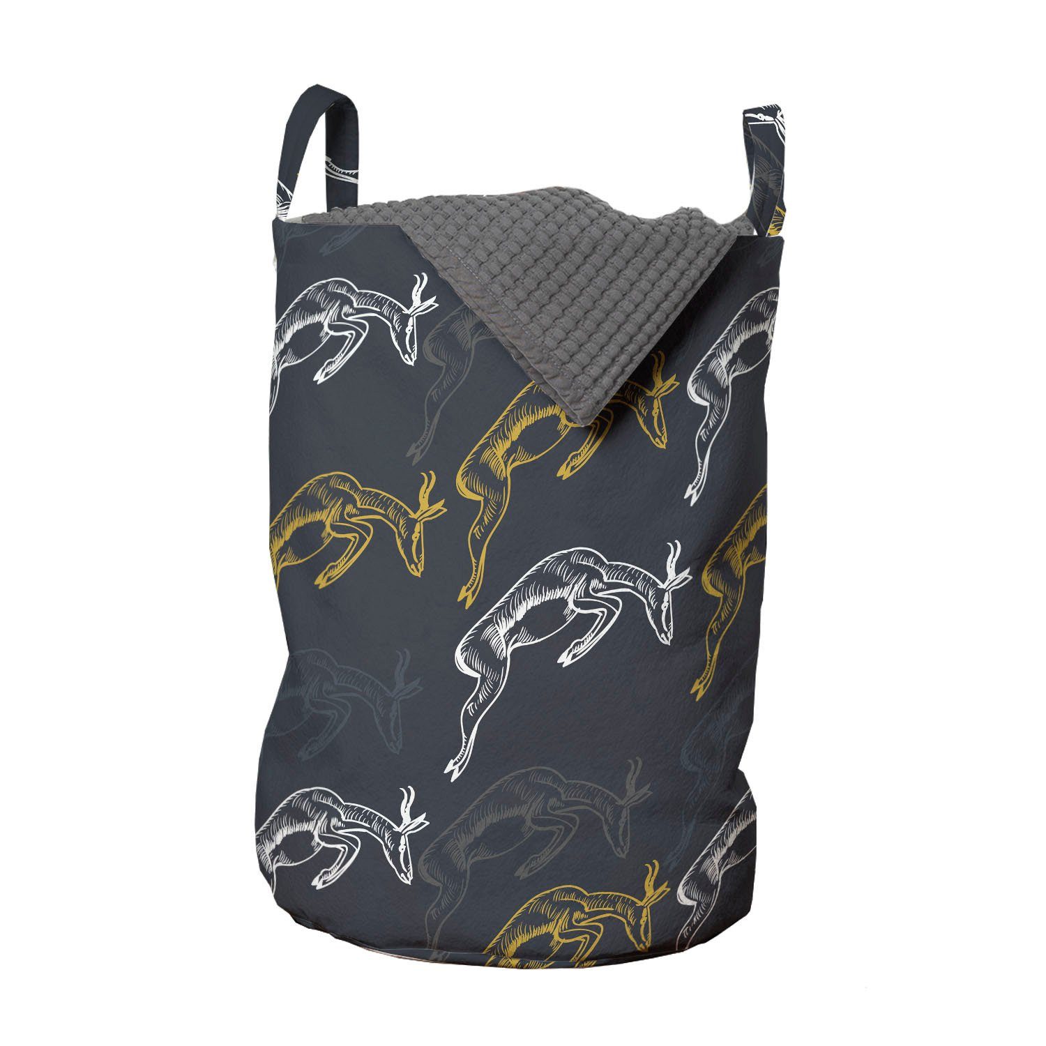 Abakuhaus Wäschesäckchen Wäschekorb mit Griffen Kordelzugverschluss für Waschsalons, Antilope Moderne Springen Pose Tier