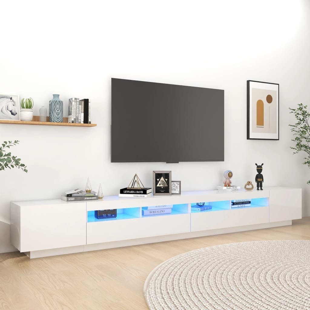 vidaXL TV-Schrank TV-Schrank mit LED-Leuchten Hochglanz-Weiß 300x35x40 cm (1-St)