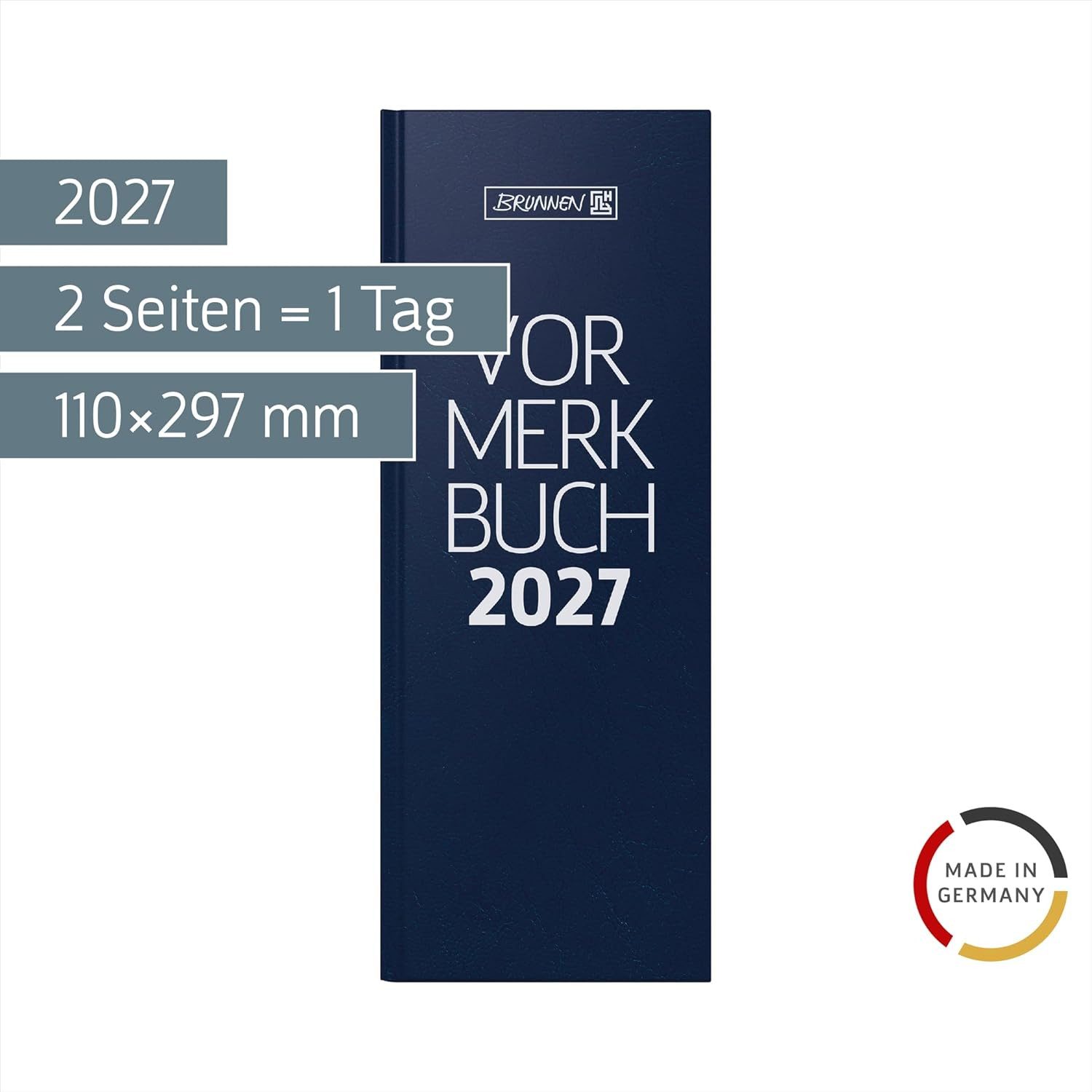 BRUNNEN Tischkalender BRUNNEN Vormerkbuch Mod. 786 2027, 110×297 mm, Kunststoff, blau