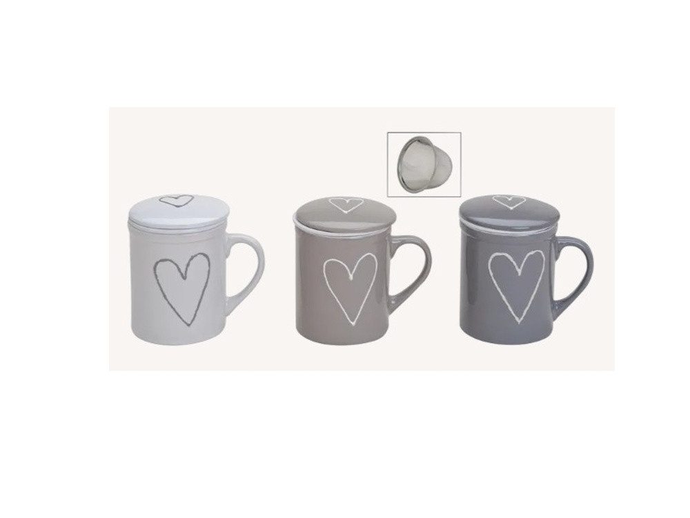 Wurm Tasse Teebecher Herz 10014481 mit Deckel und Sieb 3er-Set, 3-tlg.