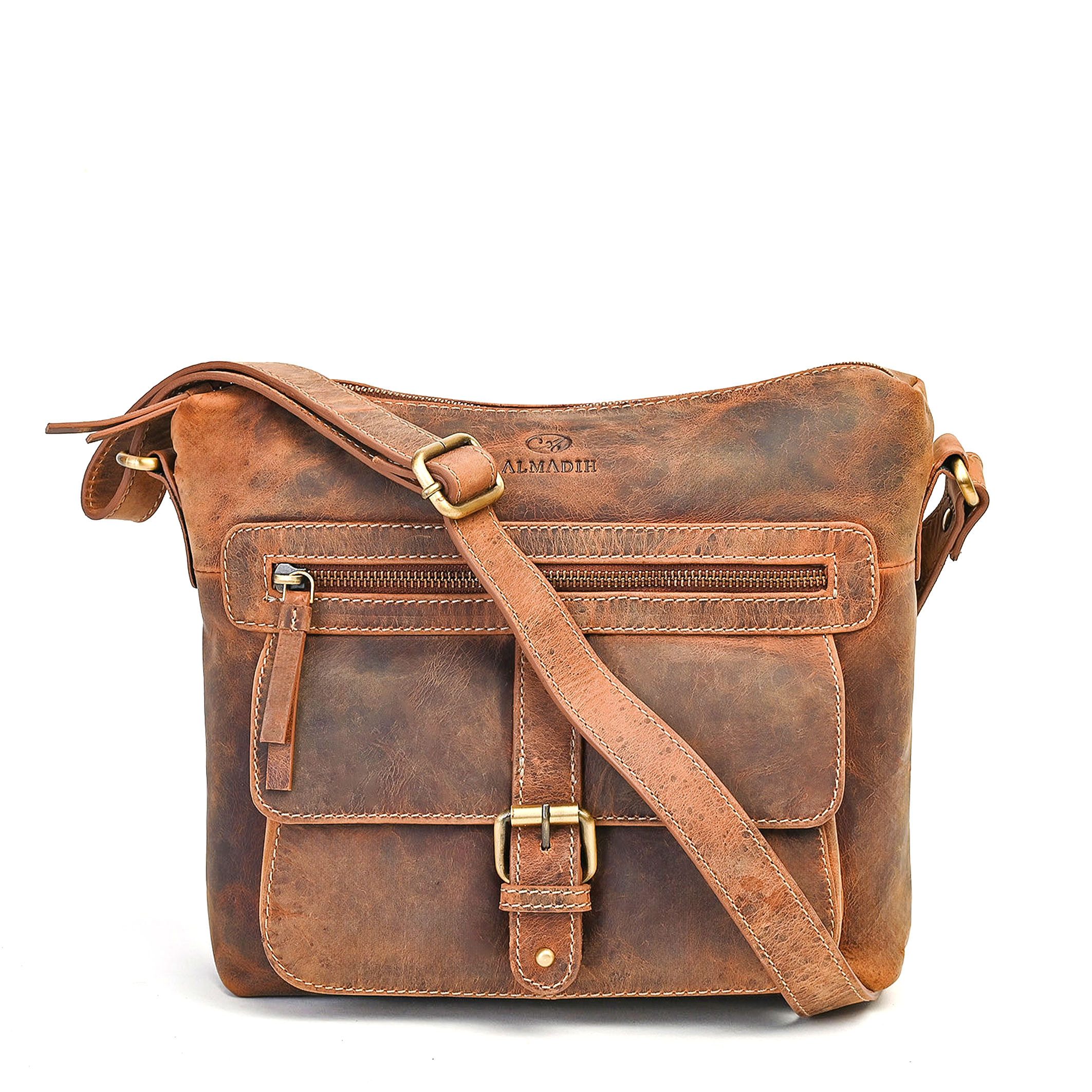 ALMADIH Umhängetasche Leder Damentasche LINA Schultertasche Henkeltasche Freizeittasche