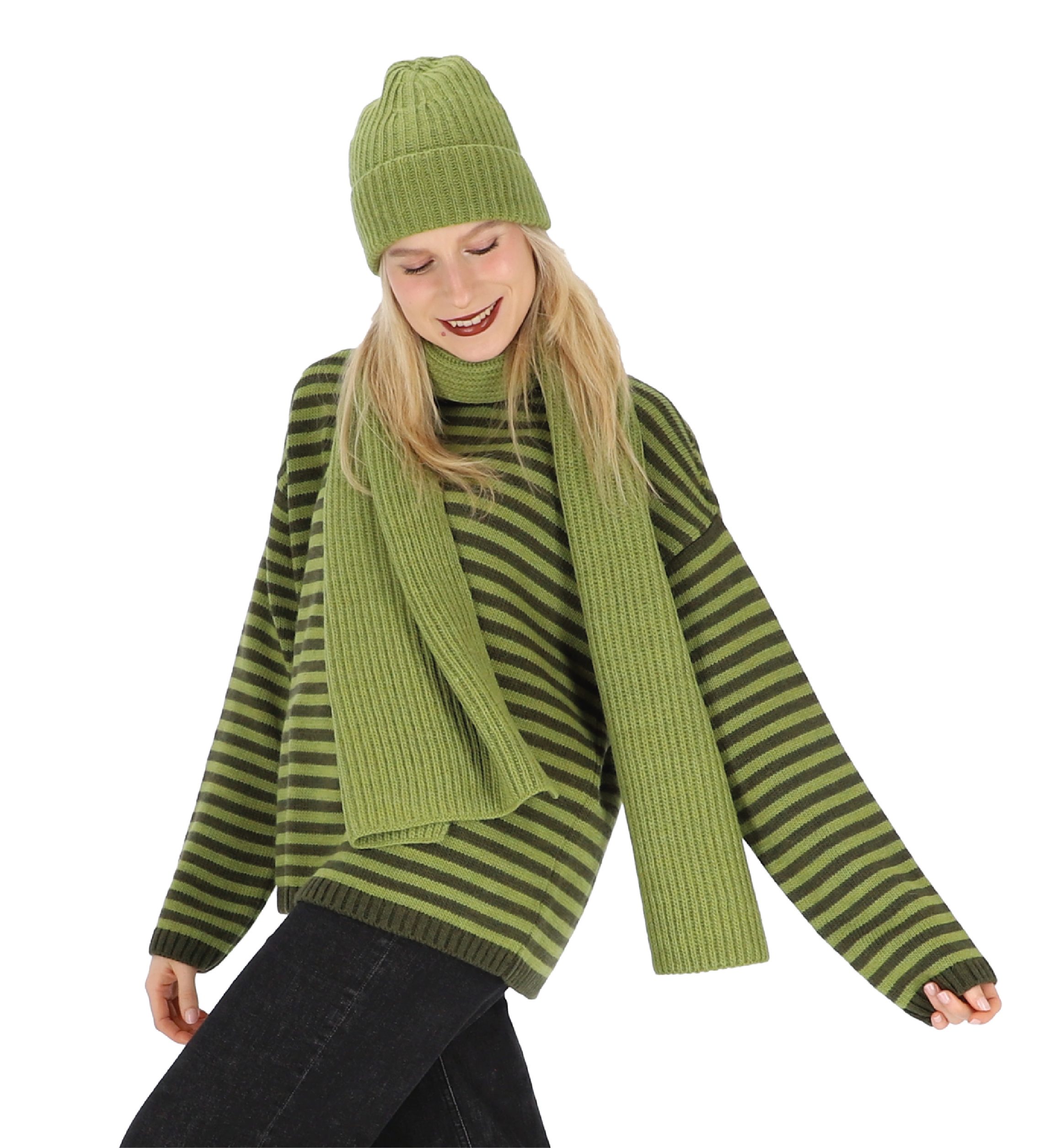 halsüberkopf Accessoires Strickpullover Streifen mit Rundhalsausschnitt günstig online kaufen