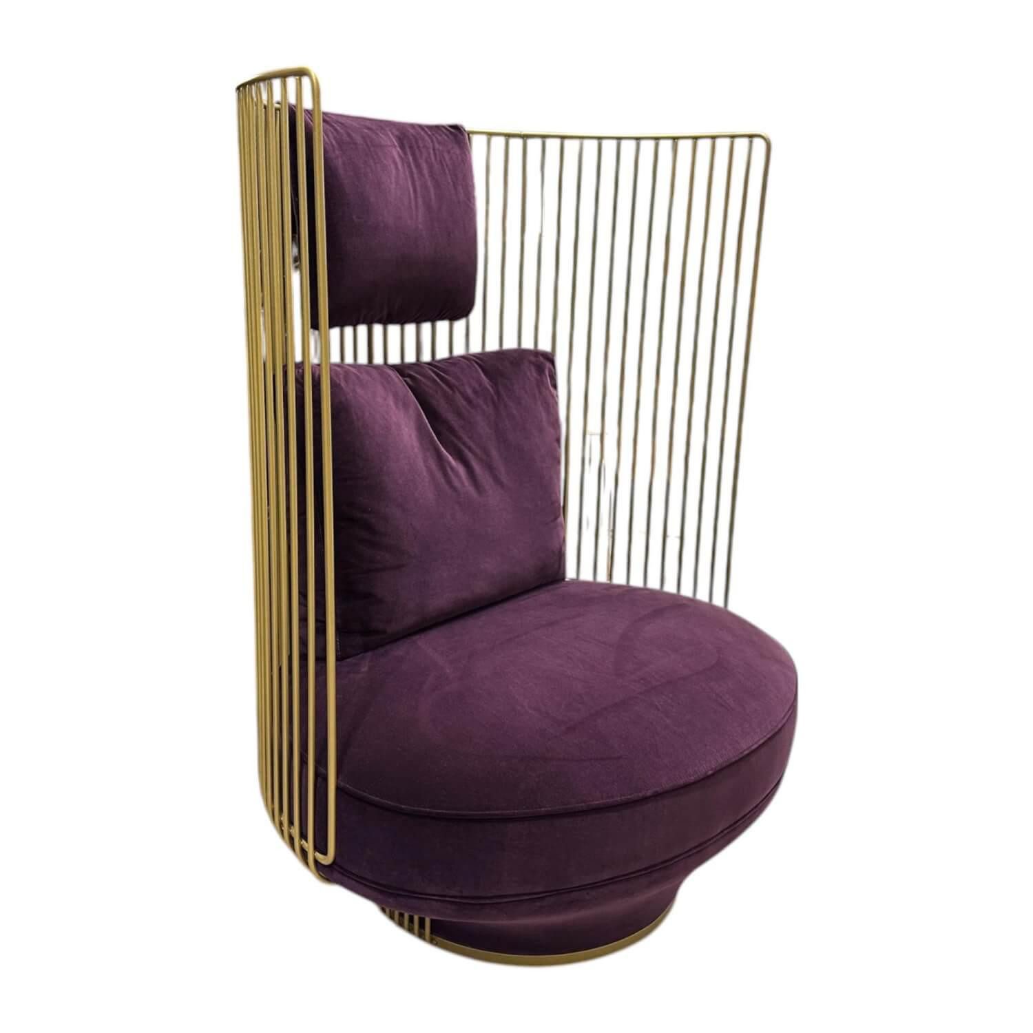 Wittmann Loungesessel Sessel Paradise Bird Hochlehner Stoff Velvet E Viola Violett
