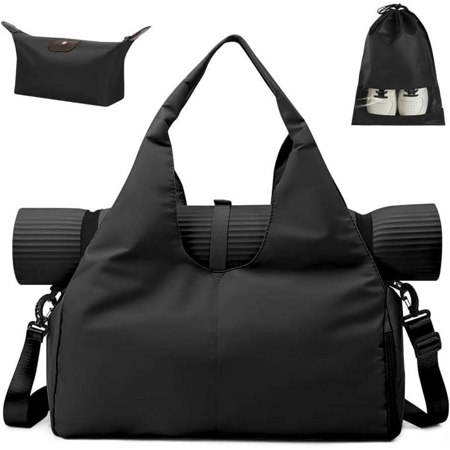 LuxusKollektion Sporttasche Sporttasche Reisetasche mit Schuhfach & Nassfach schwarz
