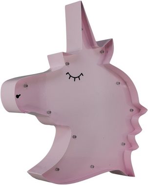 MARQUEE LIGHTS LED Dekolicht Unicorn Head, LED fest integriert, Warmweiß, Wandlampe, Tischlampe Unicorn Head mit 11 festverbauten LEDs - 26x31cm