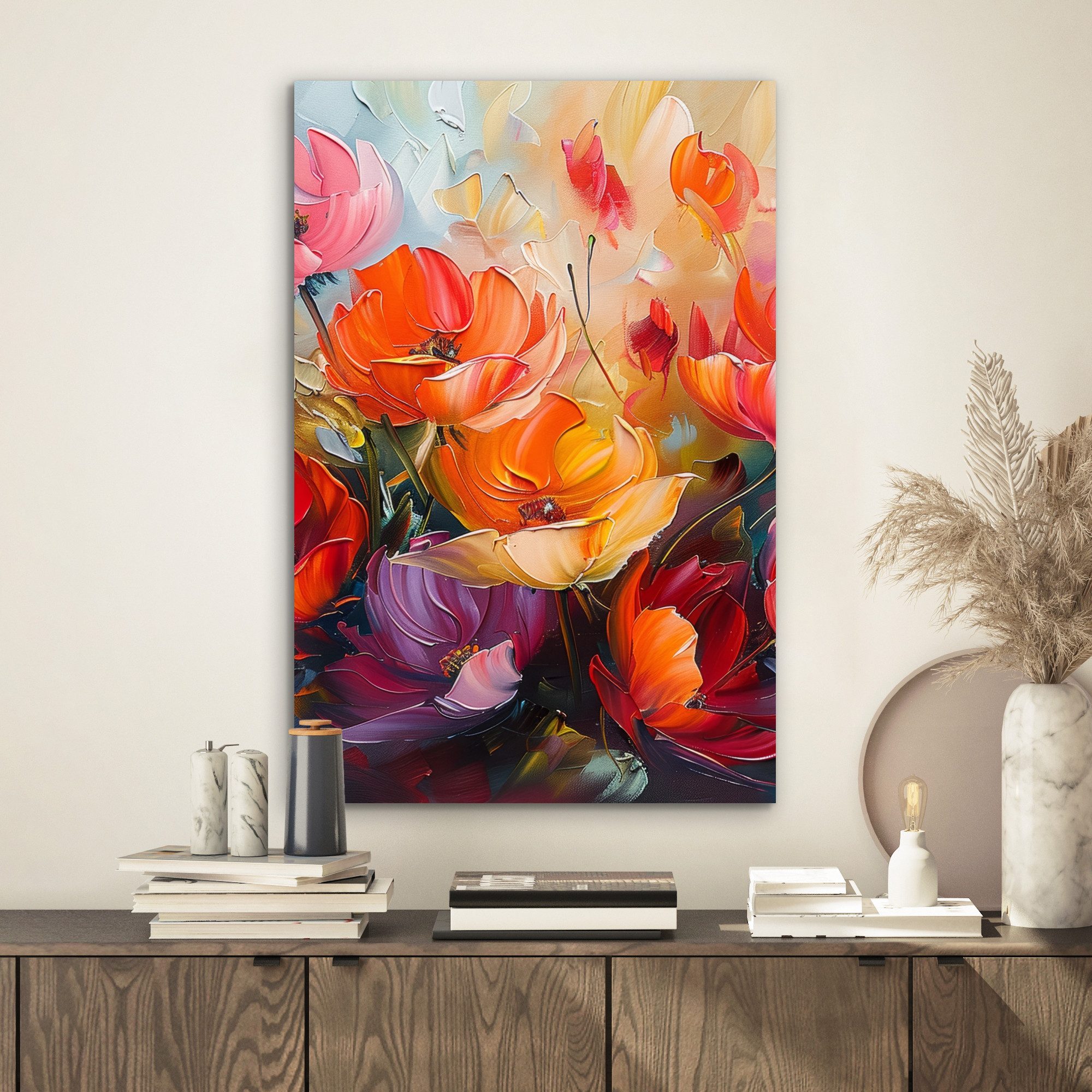 MuchoWow Metallbild Blumen - Bunt - günstig online kaufen
