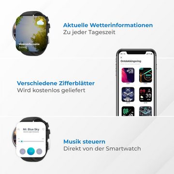 NV Nuvance Smartwatch (1,83 Zoll, Android, iOS), mit Pulsuhr und Fitness Tracker, 45 mm, IP67 Wasserdicht, Schwarz