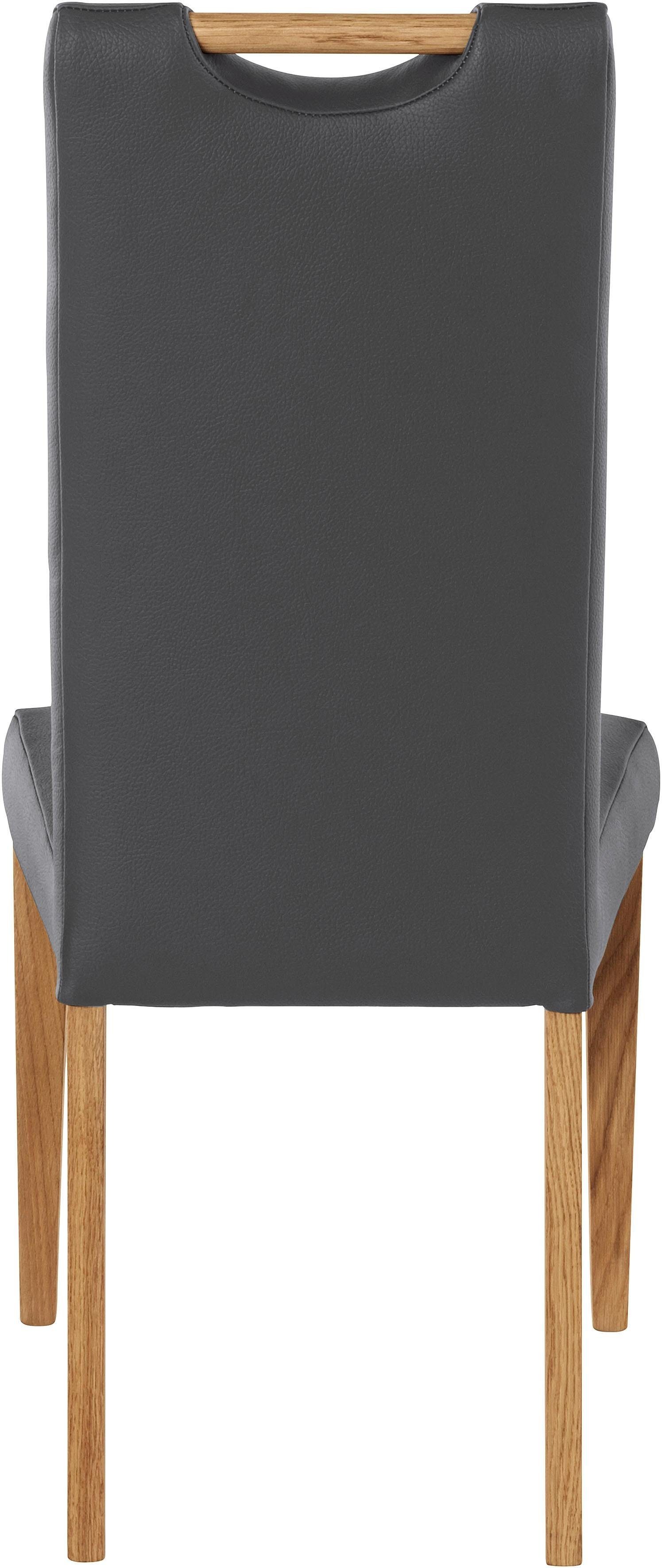 Home affaire Esszimmerstuhl Roberta (Set, 2 St), mit Bezug aus Echtleder und Gestell aus Eiche Massivholz