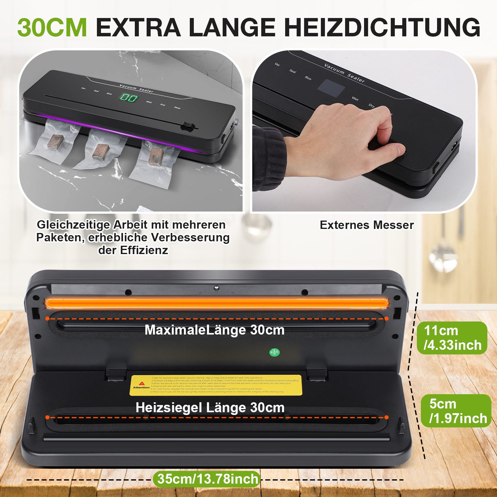VIVIHEYDAY Vakuumierer 6 in 1 Vakuumiergerät, Folienschweißgerät mit Eingebauter Cutter, bis zu 10X Länger Frisch, mit 20 Vakuumbeuteln und 1 Schlauch