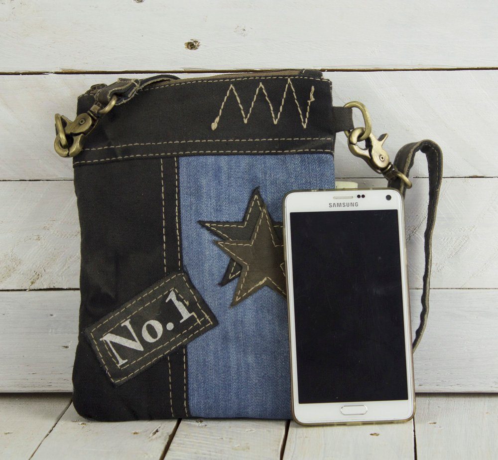Sunsa Umhängetasche Upcycling Tasche Umhängetasche. Crossbody Bag, recyceltes Material, Upcycling Tasche, beidseitig tragbar