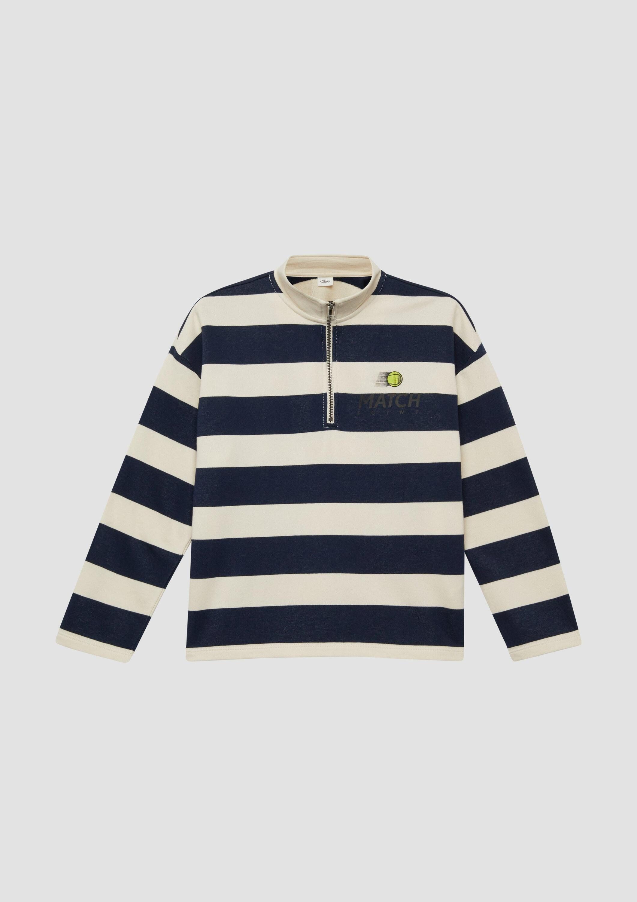 s.Oliver Sweatshirt Sweatshirt Gestreiftes Oversize-Sweatshirt mit Prints