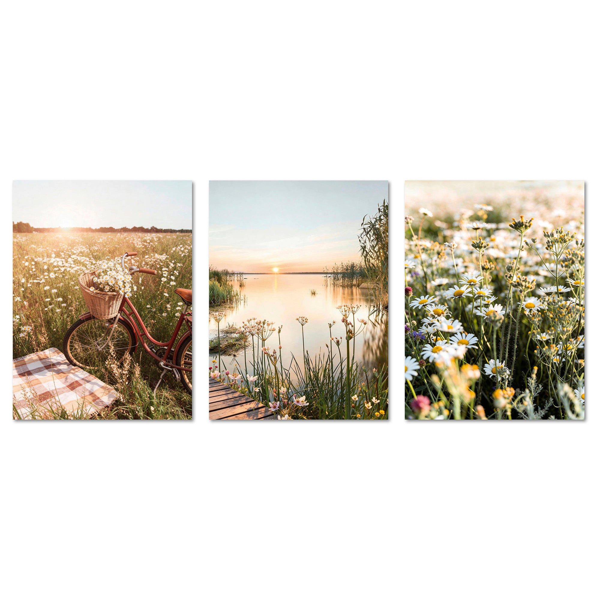 ARTFAVES Bilder-Collage Poster Set Summer Breeze Trio I mehrteilige Bilderwand I Wandbilder So, (Wandbilder modern, 3 St)