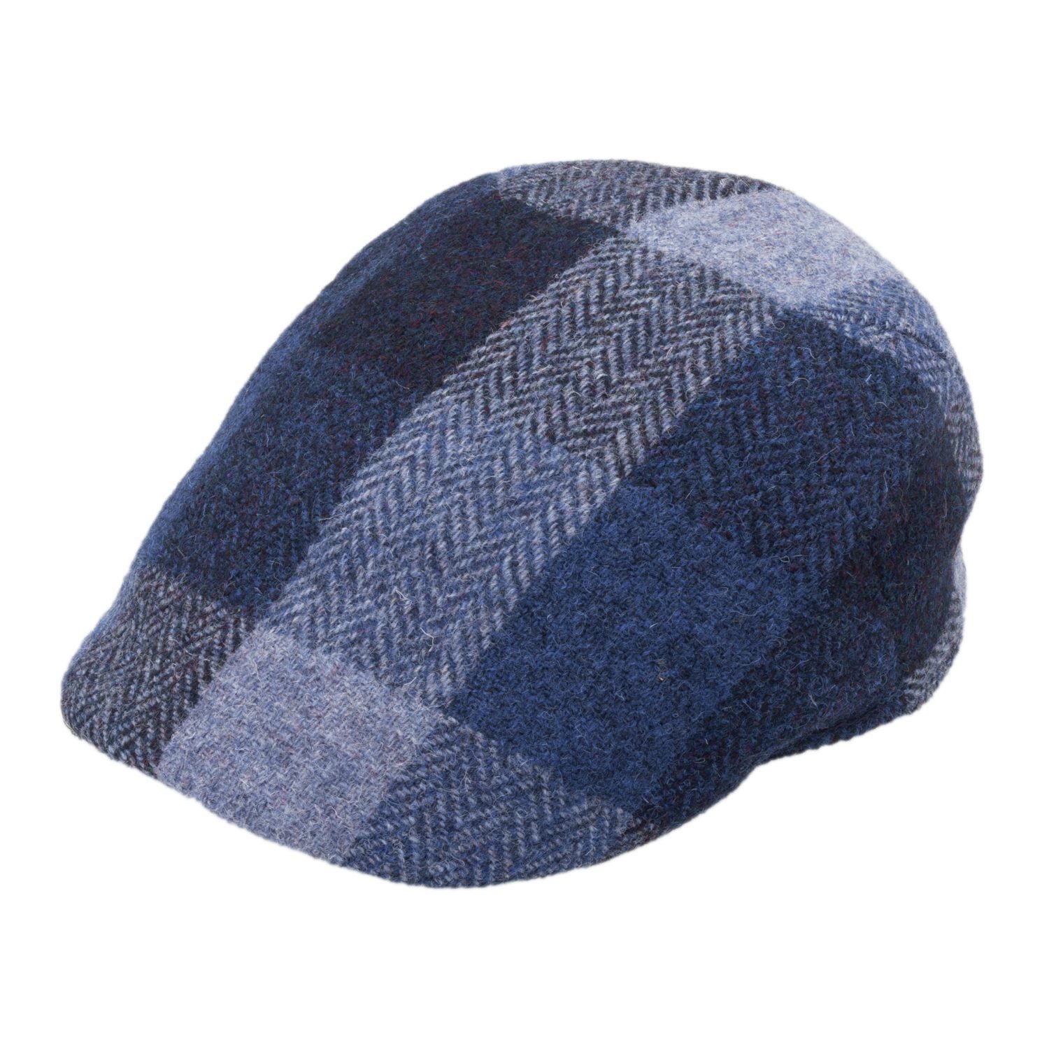 Fiebig Schiebermütze Flatcap Harris Tweed mehrfarbig Karo Fischgrät mit Baumwollfutter