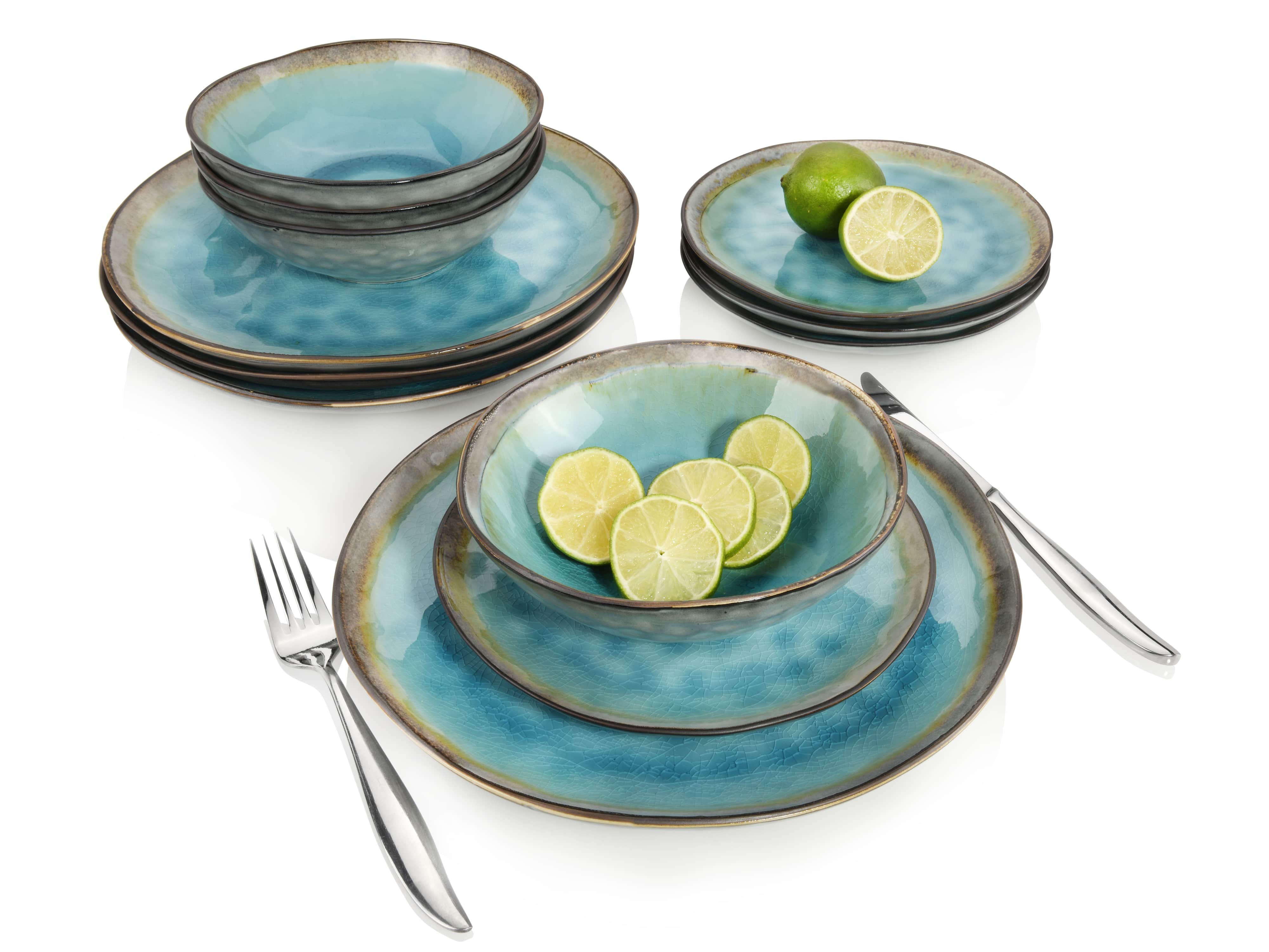 SÄNGER Tafelservice Capri Geschirrset, Türkis Blau (12-tlg), 4 Personen, Steingut, Handmade, Premium Collection