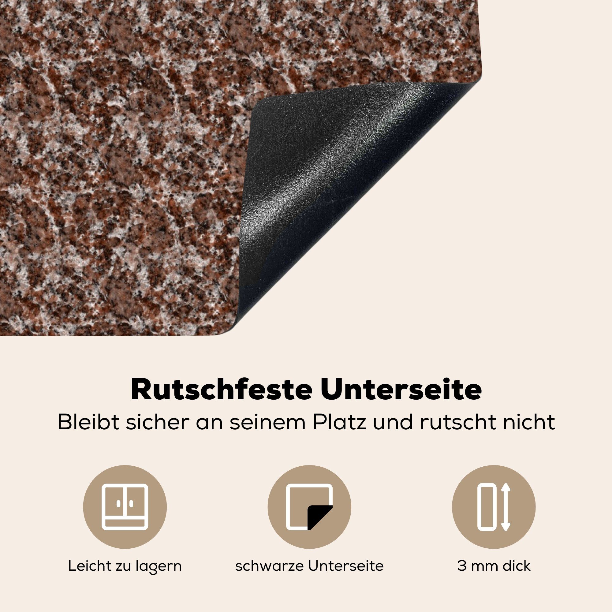 Induktionsschutz, tlg), Granit - 59x51 - MuchoWow Vinyl, cm, Induktionskochfeld, Ceranfeldabdeckung Muster Textur, (1 Herdblende-/Abdeckplatte