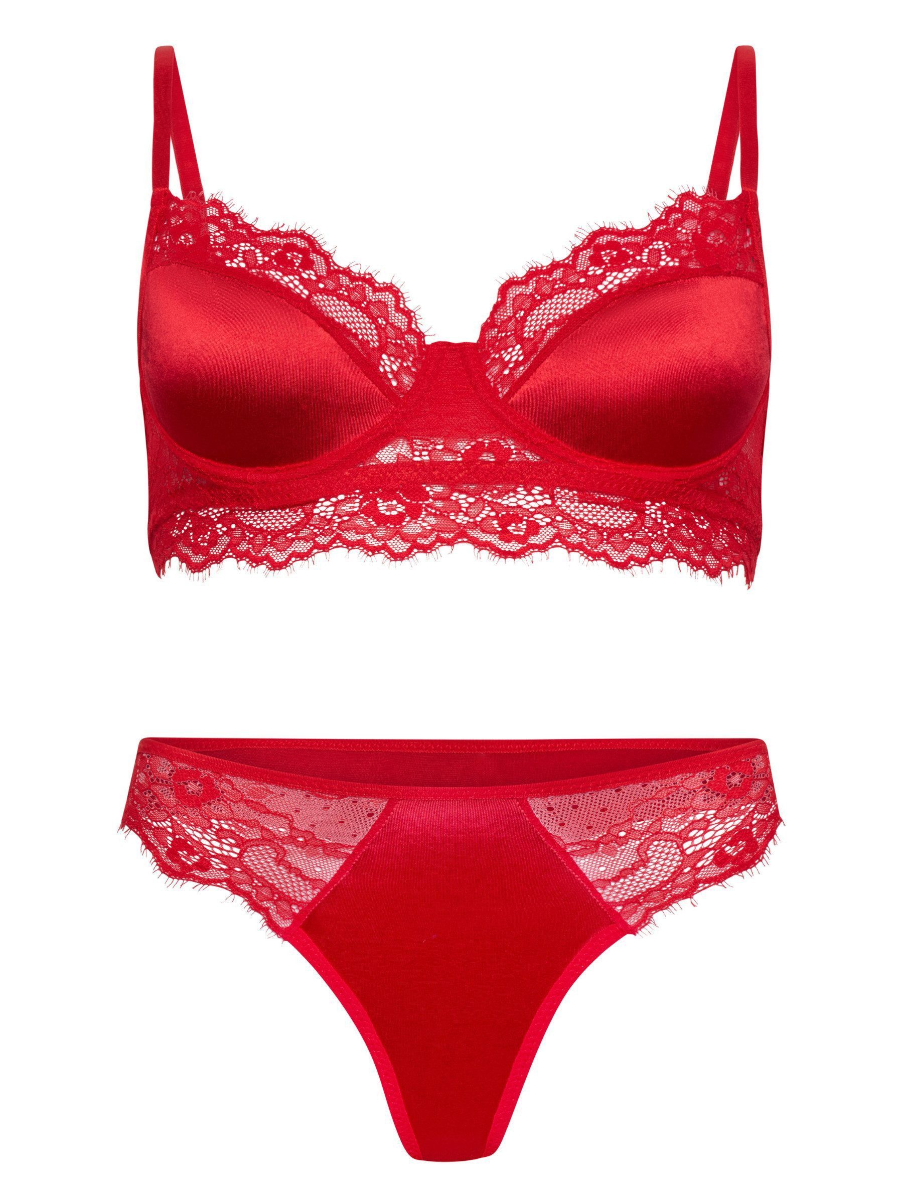Elegant Love Set: Bügel-BH Sexy Dessous-Set, Sinnliche Reizwäsche aus Spitze & Satin (Set, 2-tlg., mit Tanga) Elegante Damenunterwäsche – Lingerie-Set für besondere Abende