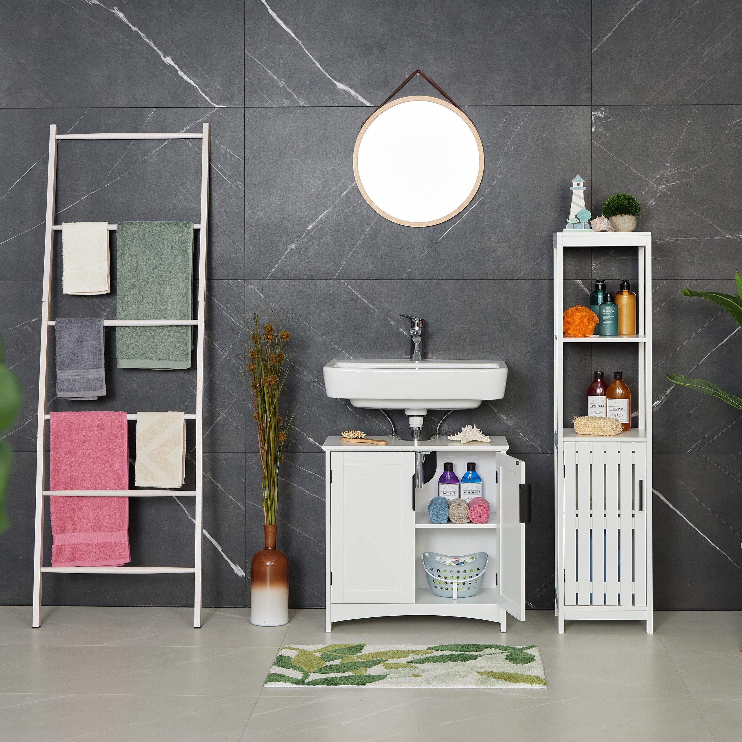 relaxdays Waschbeckenunterschrank mit Türe