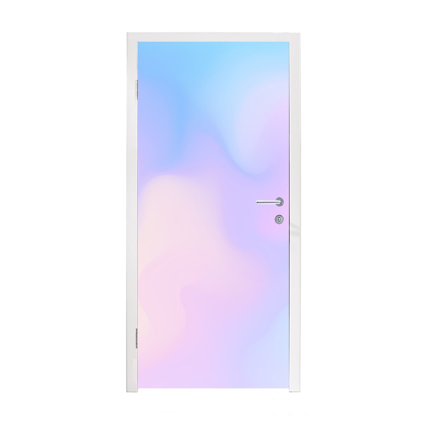 Illustration cm MuchoWow (1 75x205 eines und für Matt, blauen St), Türtapete Eine Himmels, rosa Fototapete bedruckt, Tür, Türaufkleber,
