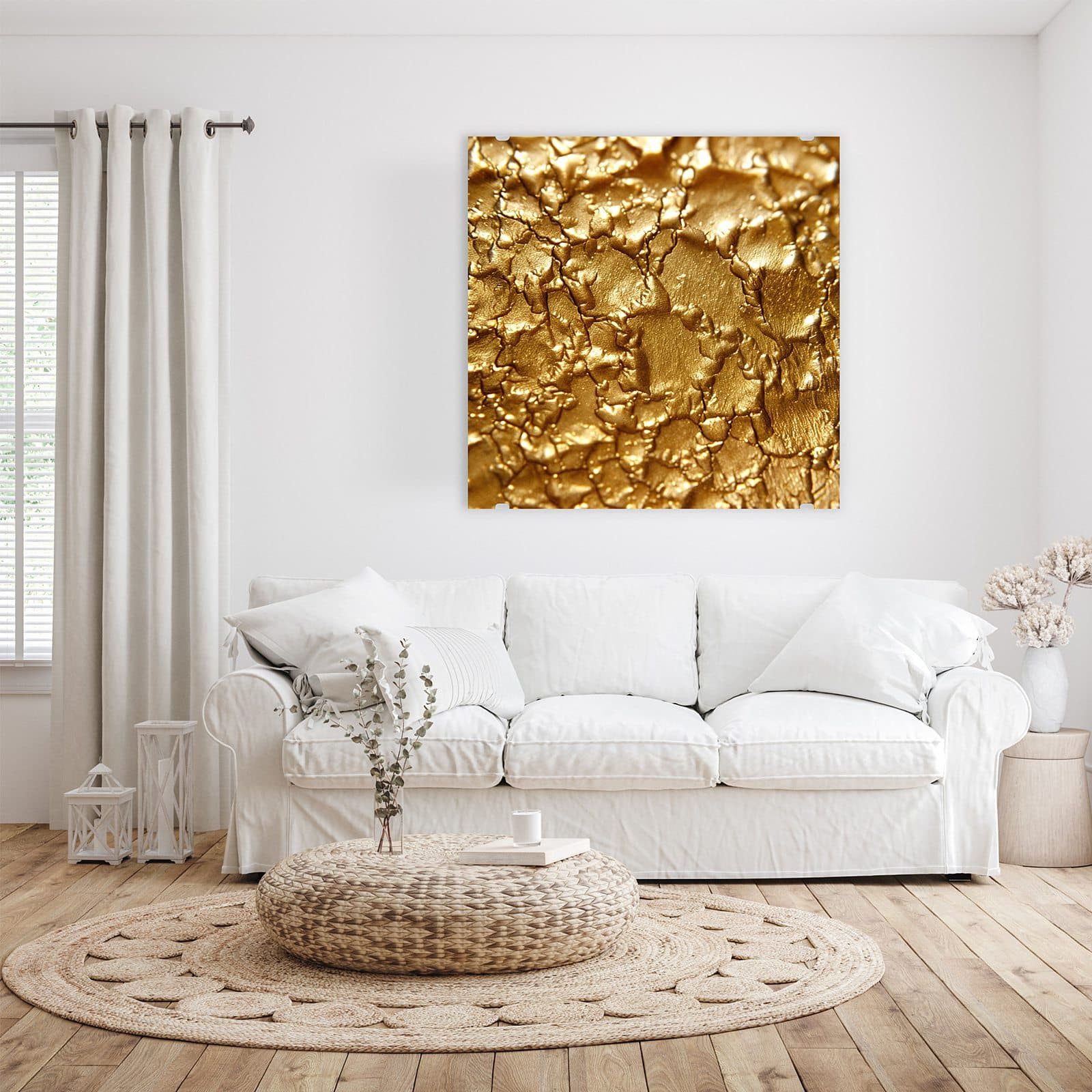 Primedeco Glasbild Wandbild Quadratisch Goldene Struktur günstig online kaufen