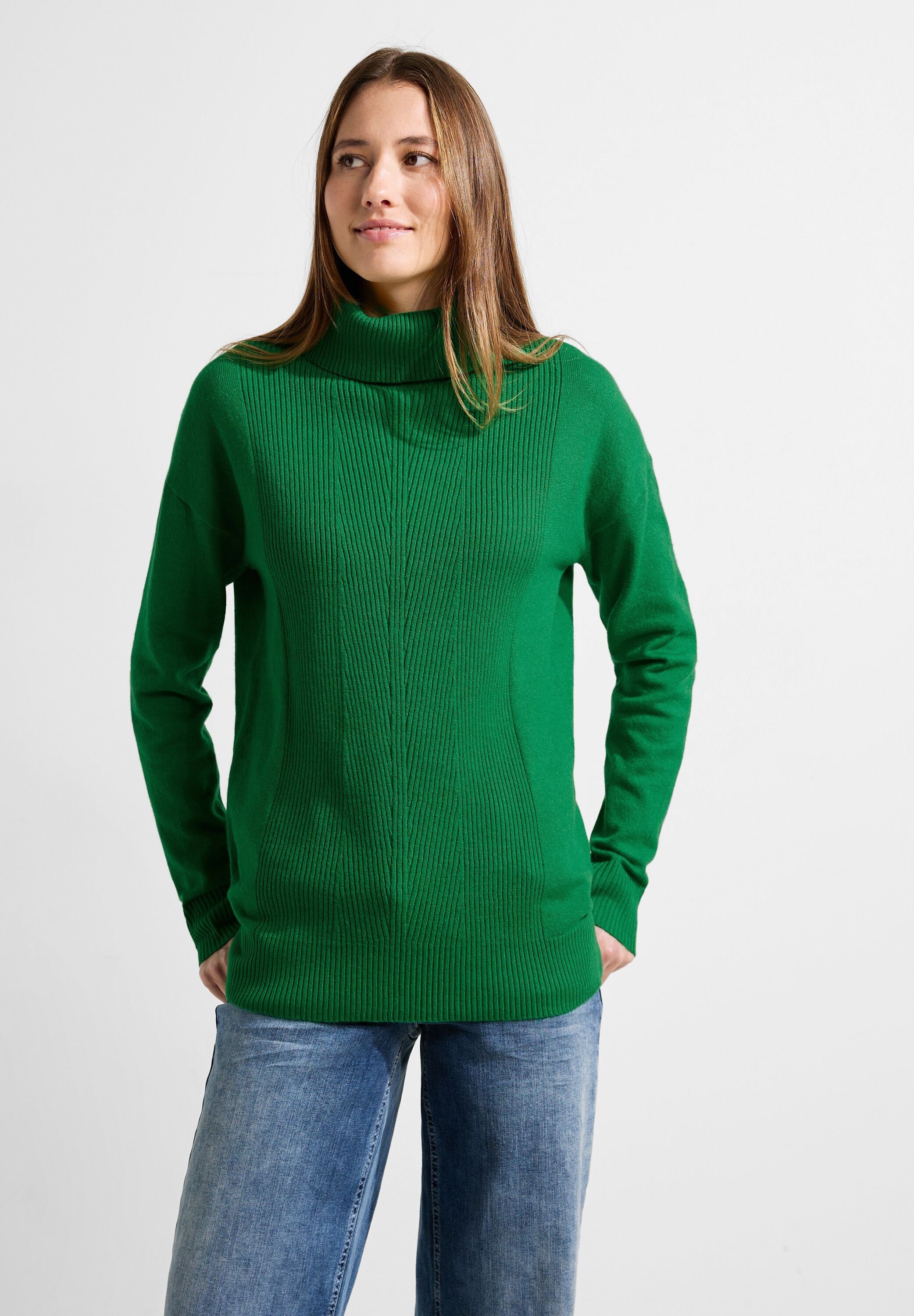 CECIL Rollkragenpullover mit Rippstrick