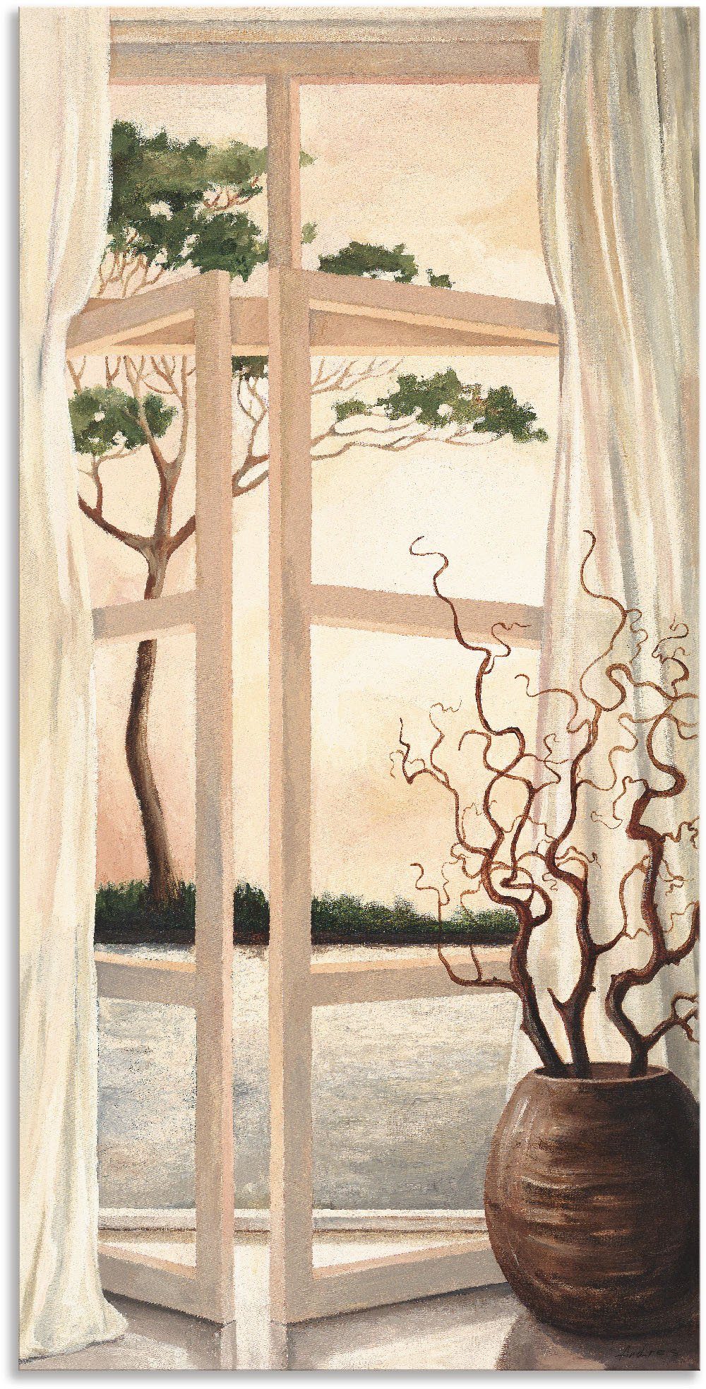 Artland Wandbild "Fensterbild Toskanischer Sonnenuntergang", Fensterblick, günstig online kaufen
