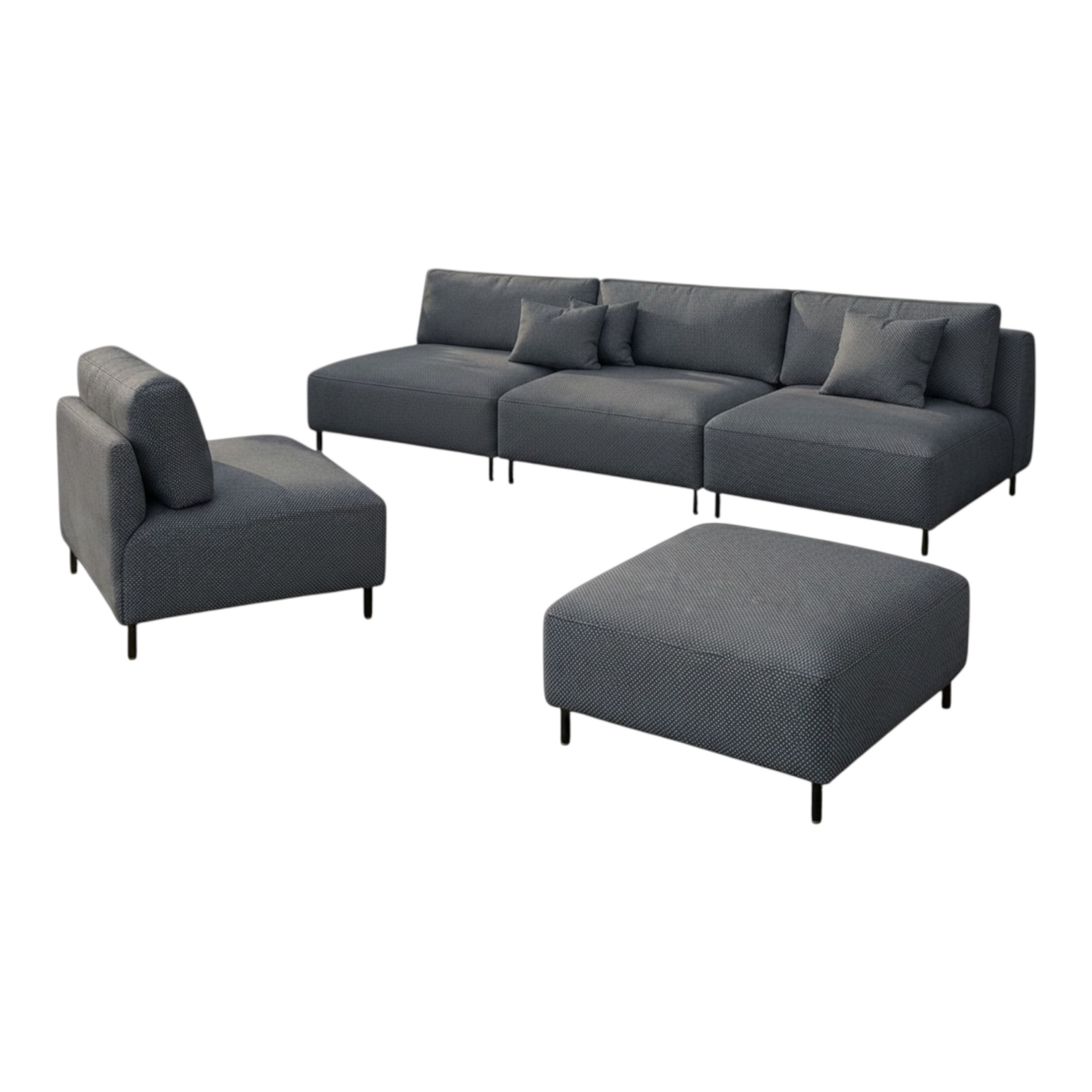 A&J MöbelLand GmbH Gartenlounge-Set Outdoor Lounge Set SUN – Sofa, Sessel und Hocker, (Outdoor Lounge Set für Garten und Terrasse, 3-teiliges modernes Garten Lo – Bild 2 von 5