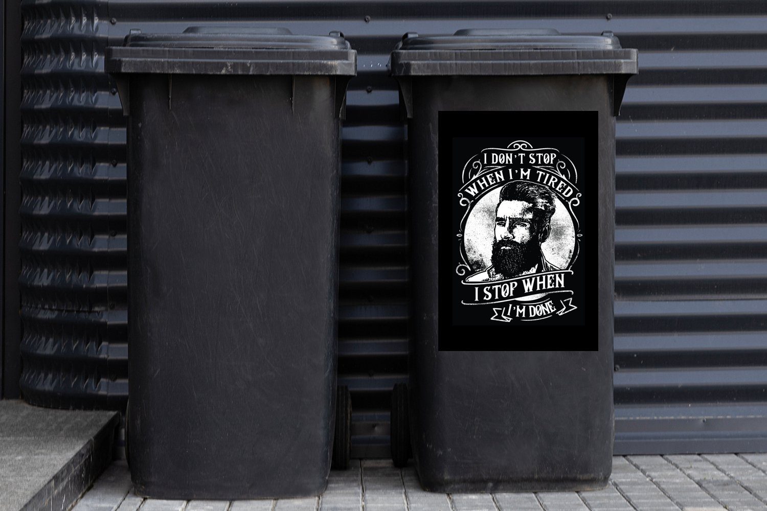 Männer (1 Container, Bart Mülleimer-aufkleber, - - Mülltonne, Abfalbehälter MuchoWow Mancave Wandsticker Vintage St), - Sticker,