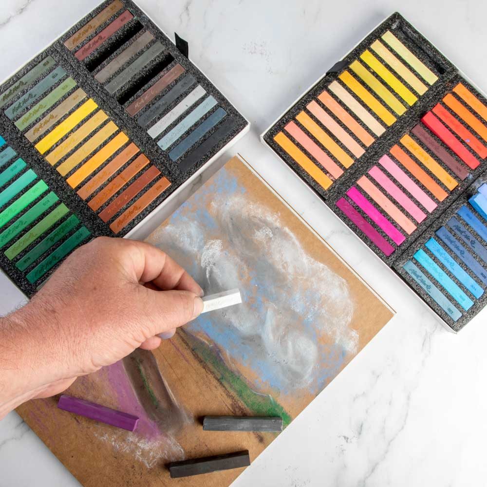 Mont Marte Pastellkreide - Softpastellkreide Set mit 72 bunten Weiche Pastelle, – Ideal zum Mischen, Schattieren und Zeichnen feiner Linien